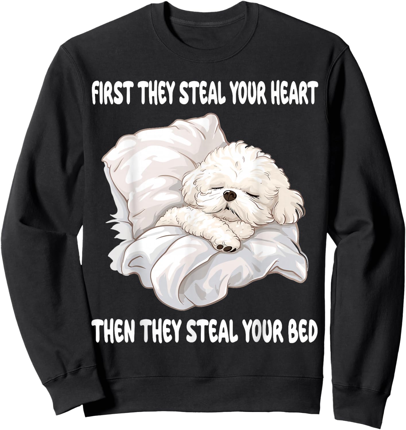 Bichon Frise Sleeping Pajamas Nightgown Sweatshirt - Sweatshirt | Black