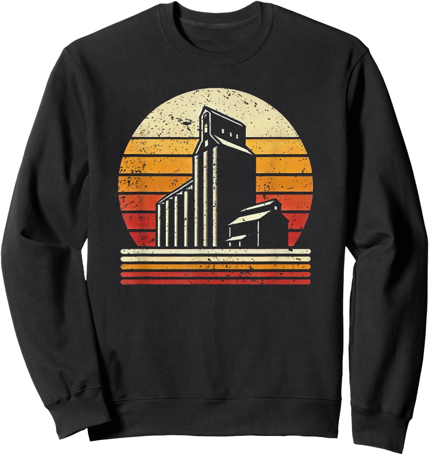 Rustic Grain Elevator - Retro Sunset Gifts for Farmers Sweatshirt - Sweatshirt | Black