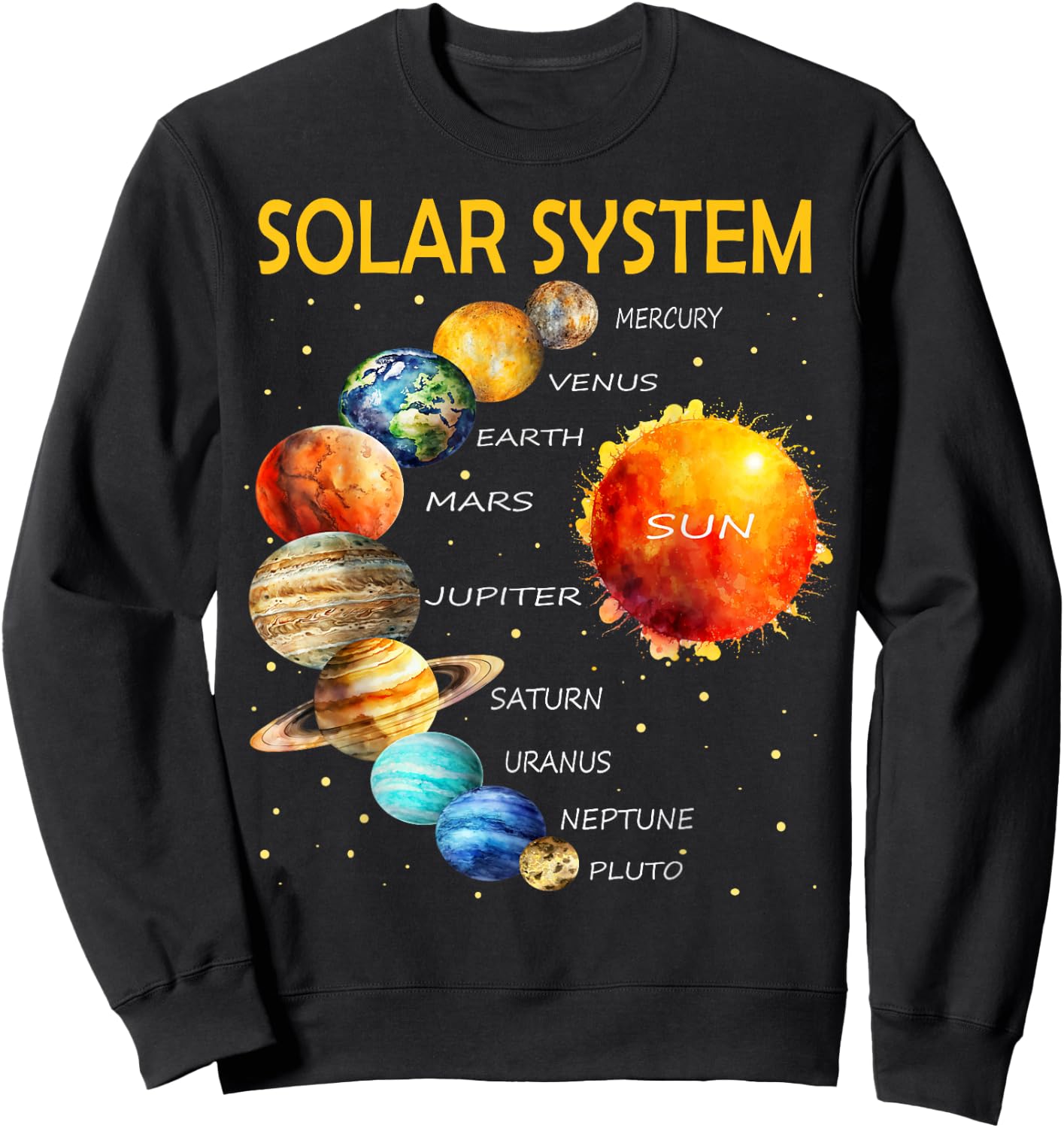 Cute Solar System Planets for Boys and Girls Sweatshirt - Sweatshirt | Black