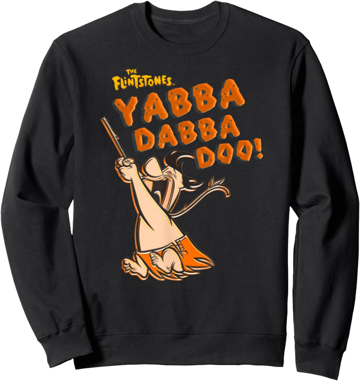 Popfunk The Flintstones Fred Yabba Dabba Doo! -Kids Cartoon-Character Blue Small Sweatshirt - Sweatshirt | Black