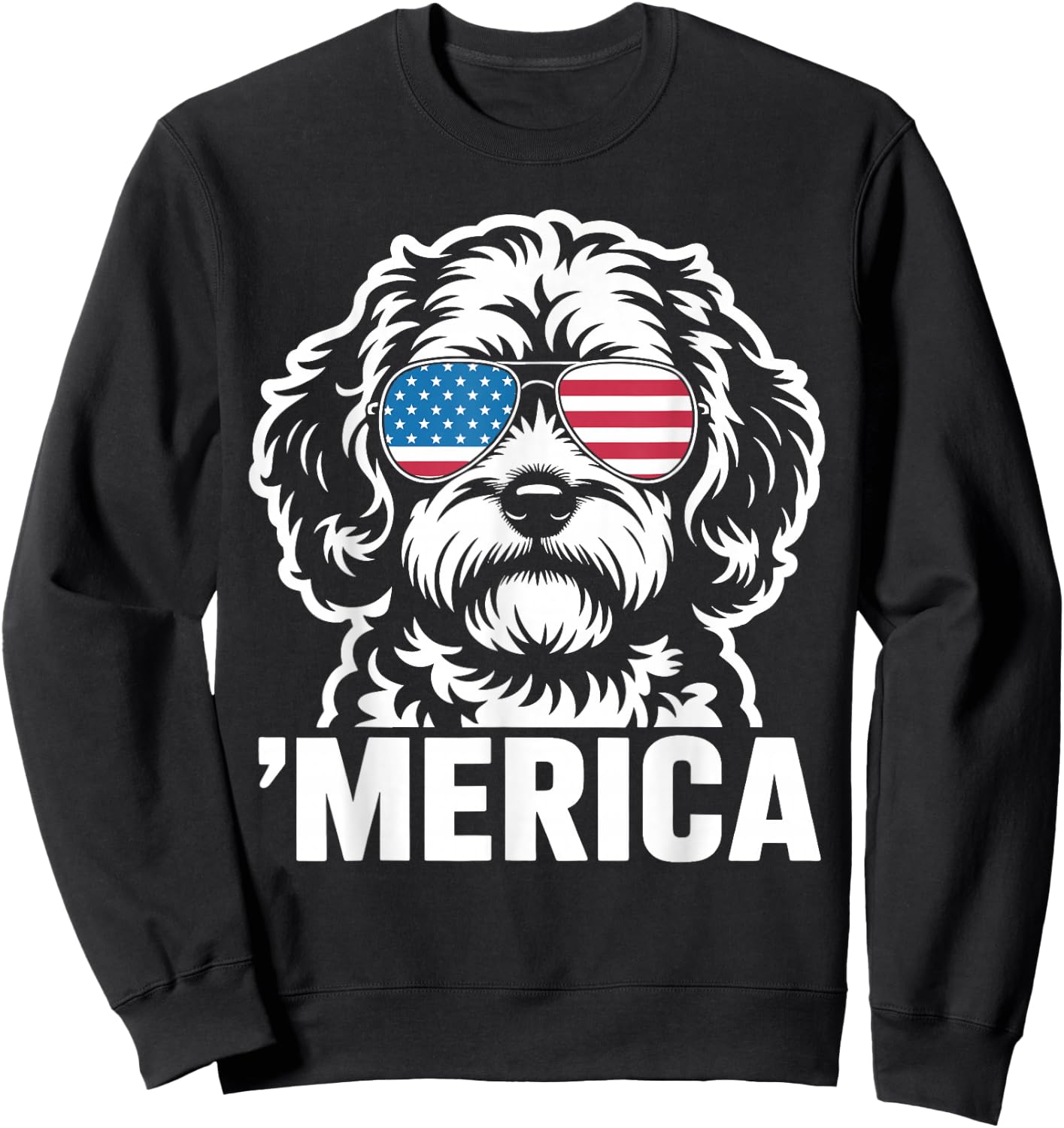Patriotic USA American Flag 4th of July Cavapoo Sweatshirt - Sweatshirt | Black