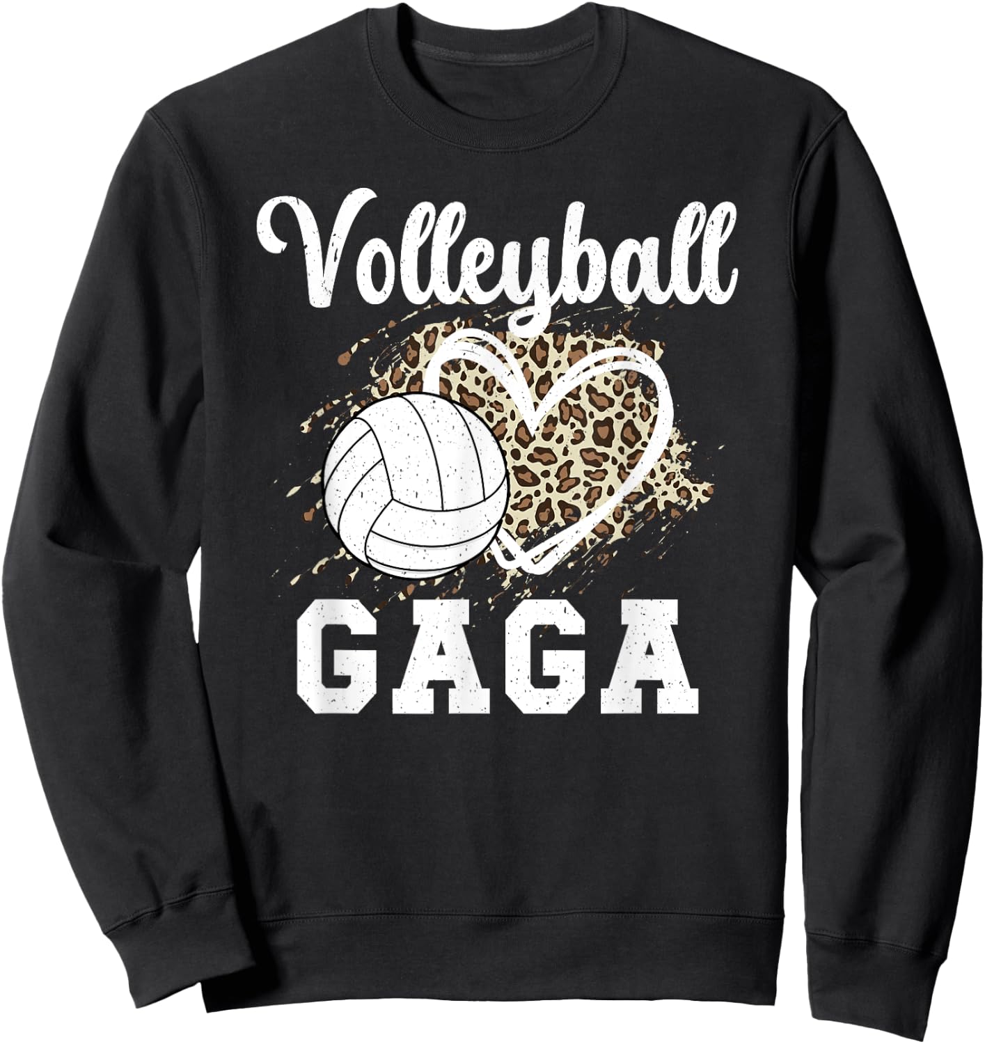 Volleyball Gaga Leopard Grandma Gaga Of A Volleyball Player Sweatshirt - Sweatshirt | Black