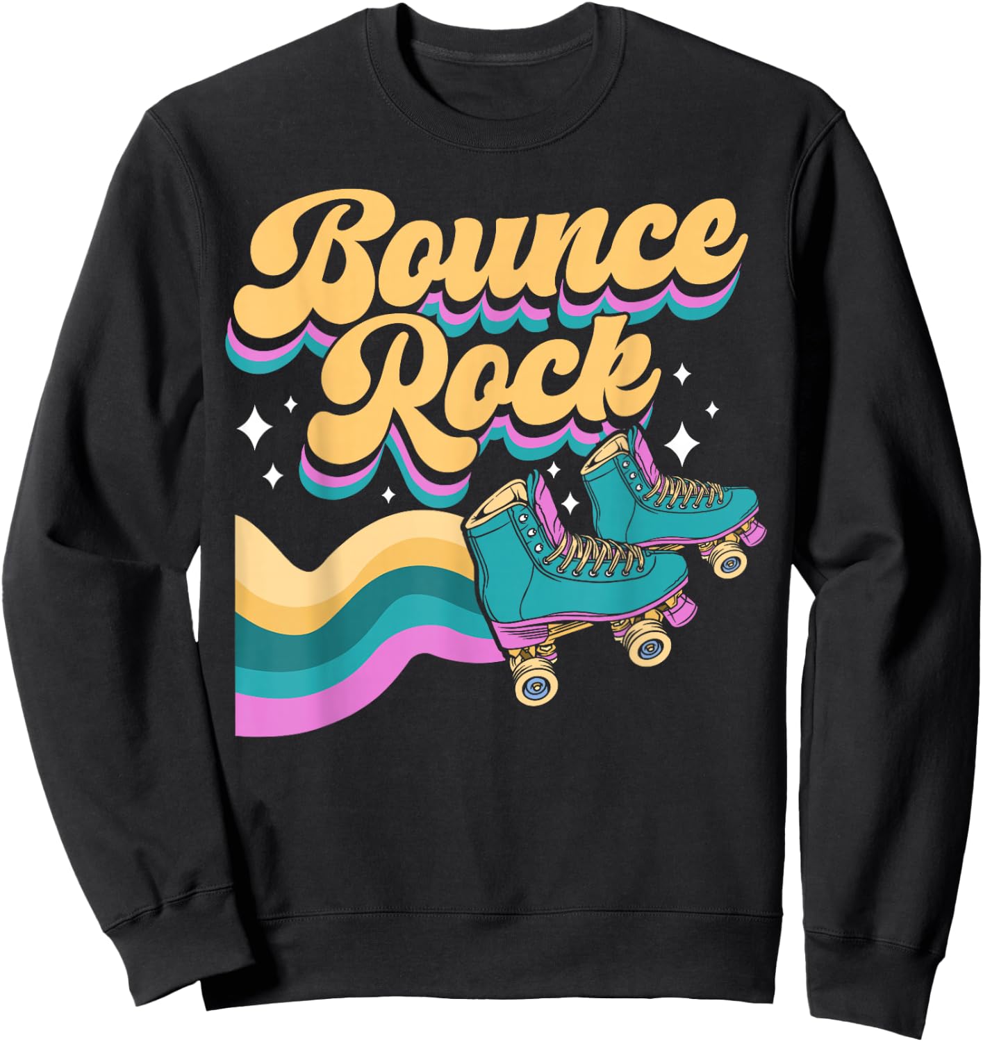 Cool Roller Skating Skate Girl 1970s Retro Bounce Rock Sweatshirt - Sweatshirt | Black