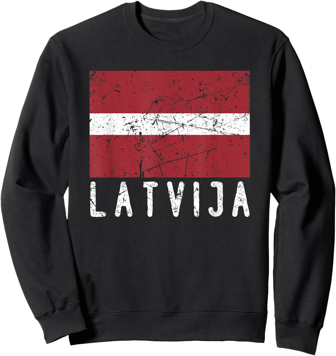 Latvian Flag Of Latvija Distressed Men Women Kids Latvia Sweatshirt - Sweatshirt | Black