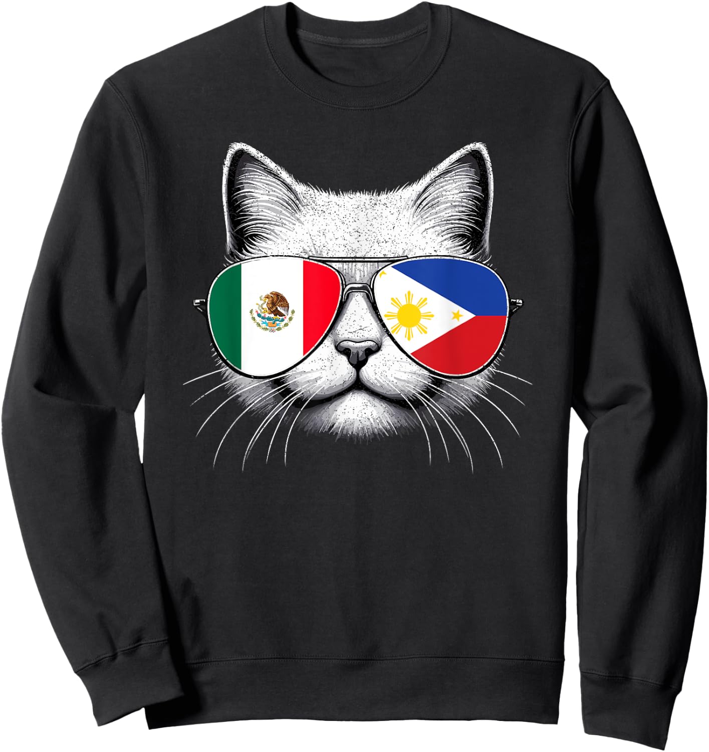 Half Mexican Half Filipino Funny Cat Mexipino Women Kids Sweatshirt - Sweatshirt | Black