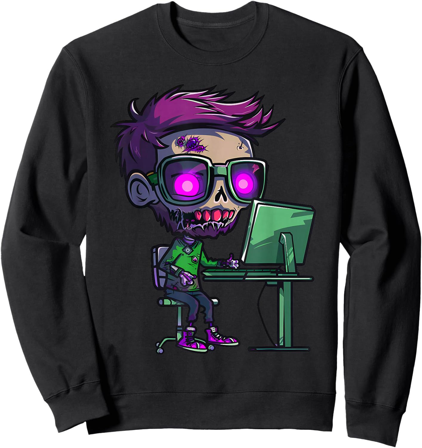 Zombie Computer Programmer Costume Sweatshirt - Sweatshirt | Black