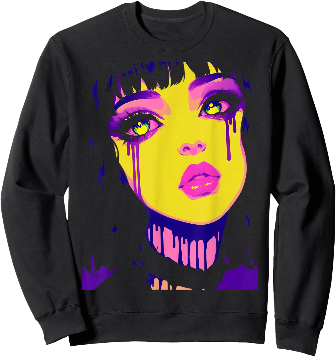 Cybergoth Cybercore Grunge Punk Goth Girl Alt Anime Manga Sweatshirt - Sweatshirt | Black