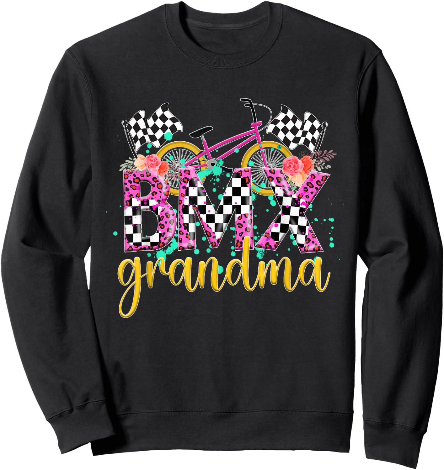BMX Grandma Leopard Grandma Of A BMX Rider Grandmother Sweatshirt - Sweatshirt | Black