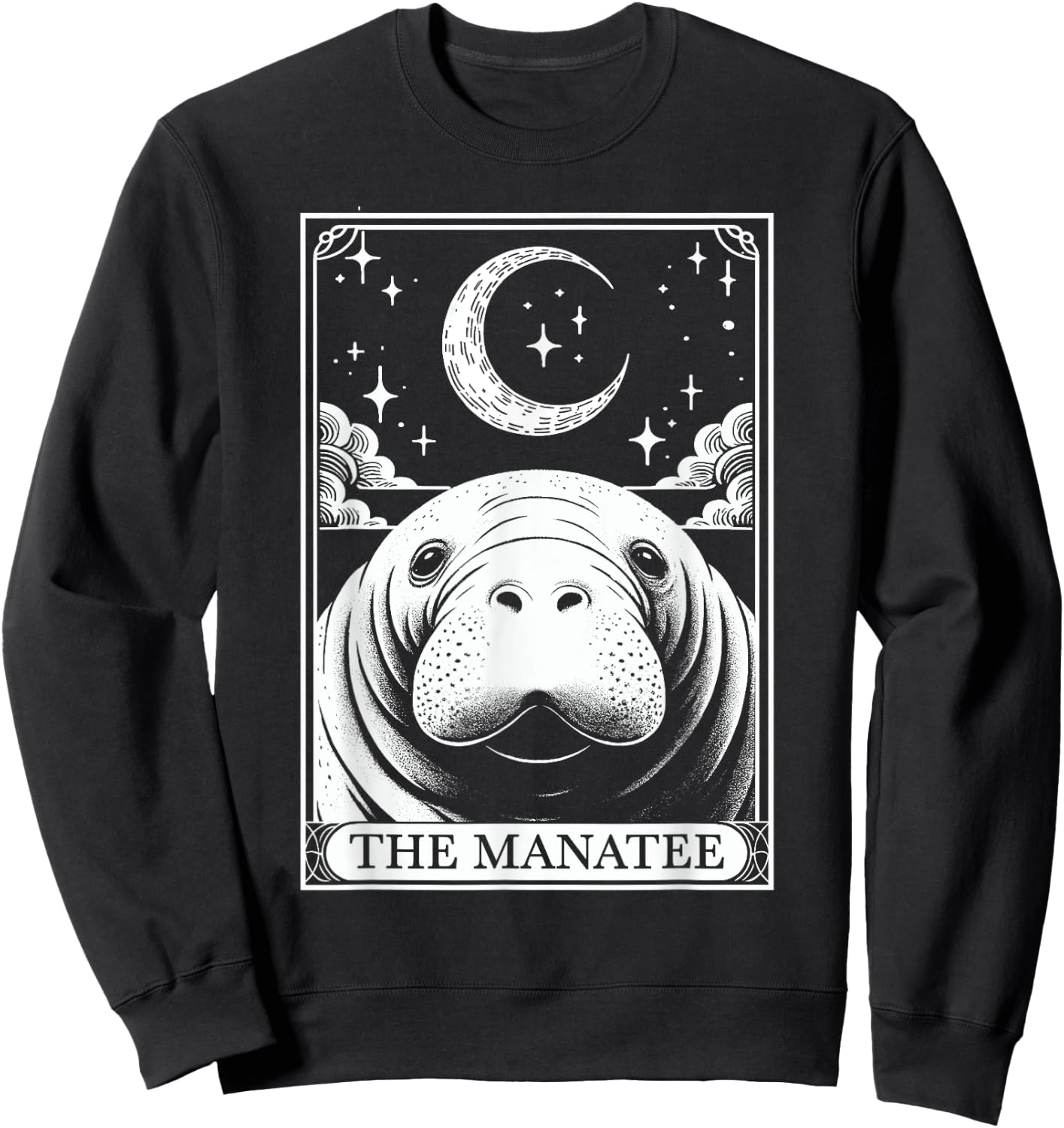 Tarot Card Vintage Crescent Moon Manatee Sea Animal Lovers Sweatshirt - Sweatshirt | Black