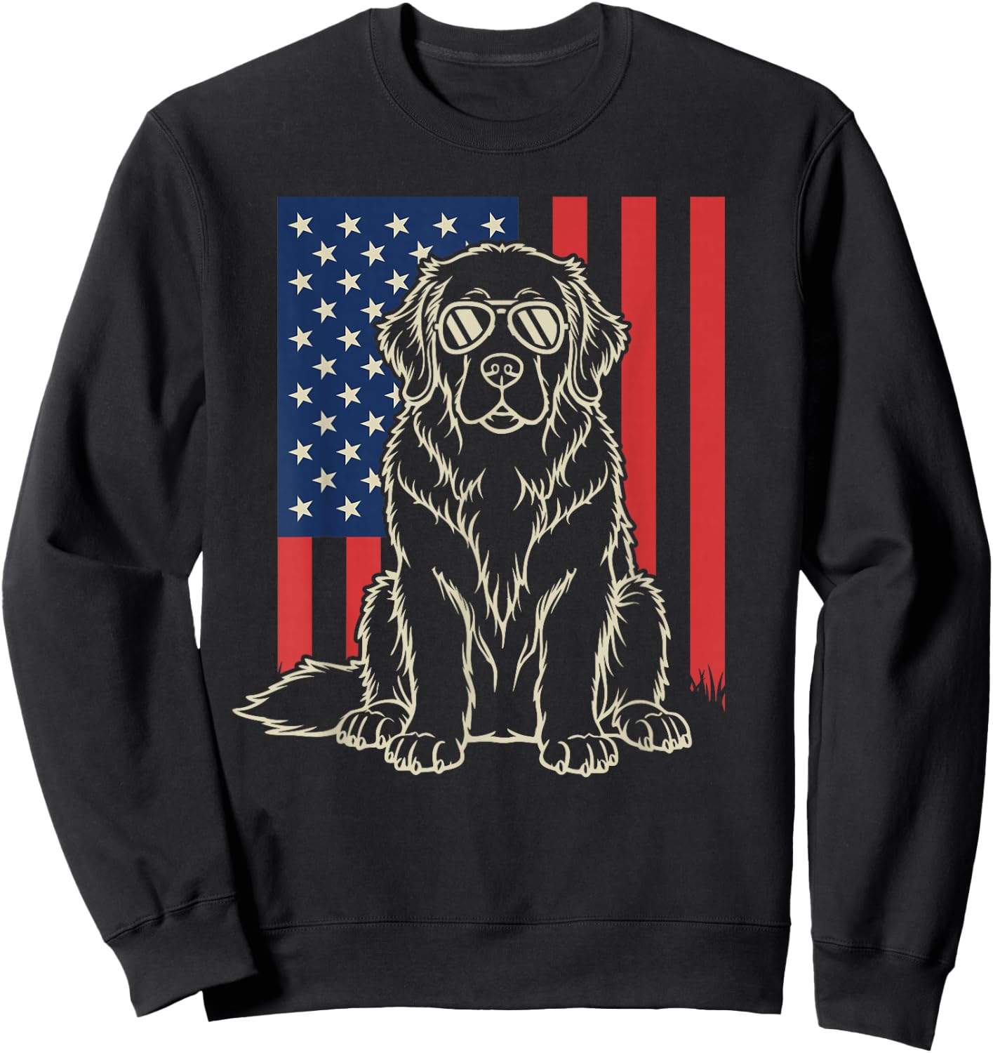 Newfoundland Dog Lover 4th of July Sweatshirt - Sweatshirt | Black