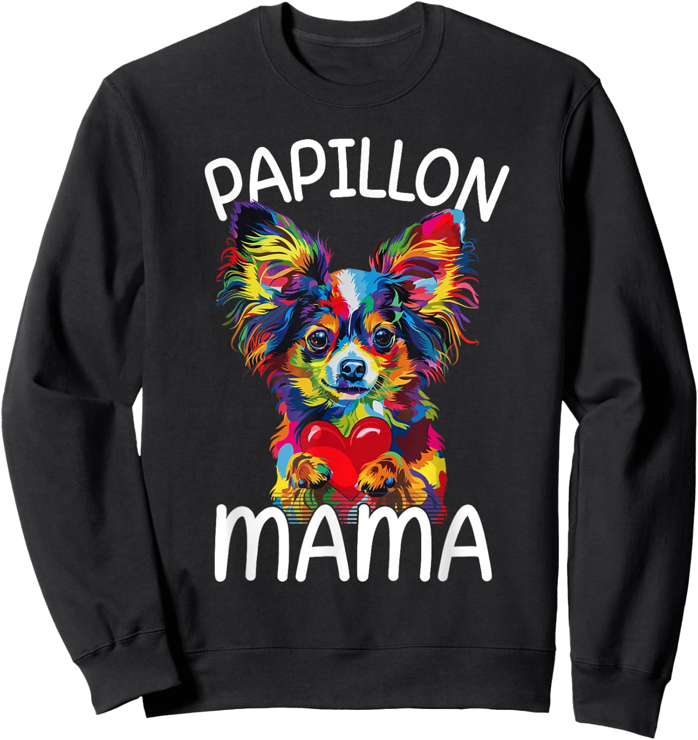 Papillon Mom Mama Design Papillon Lovers Sweatshirt - Sweatshirt | Black