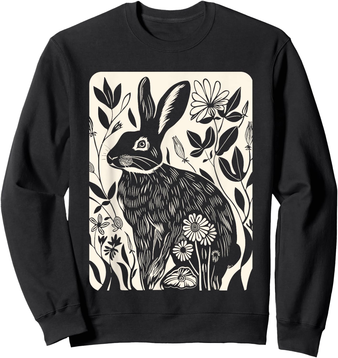 Easter Rabbit Flowers Nature Bunny Lovers, Women, Girls Sweatshirt - Sweatshirt | Black