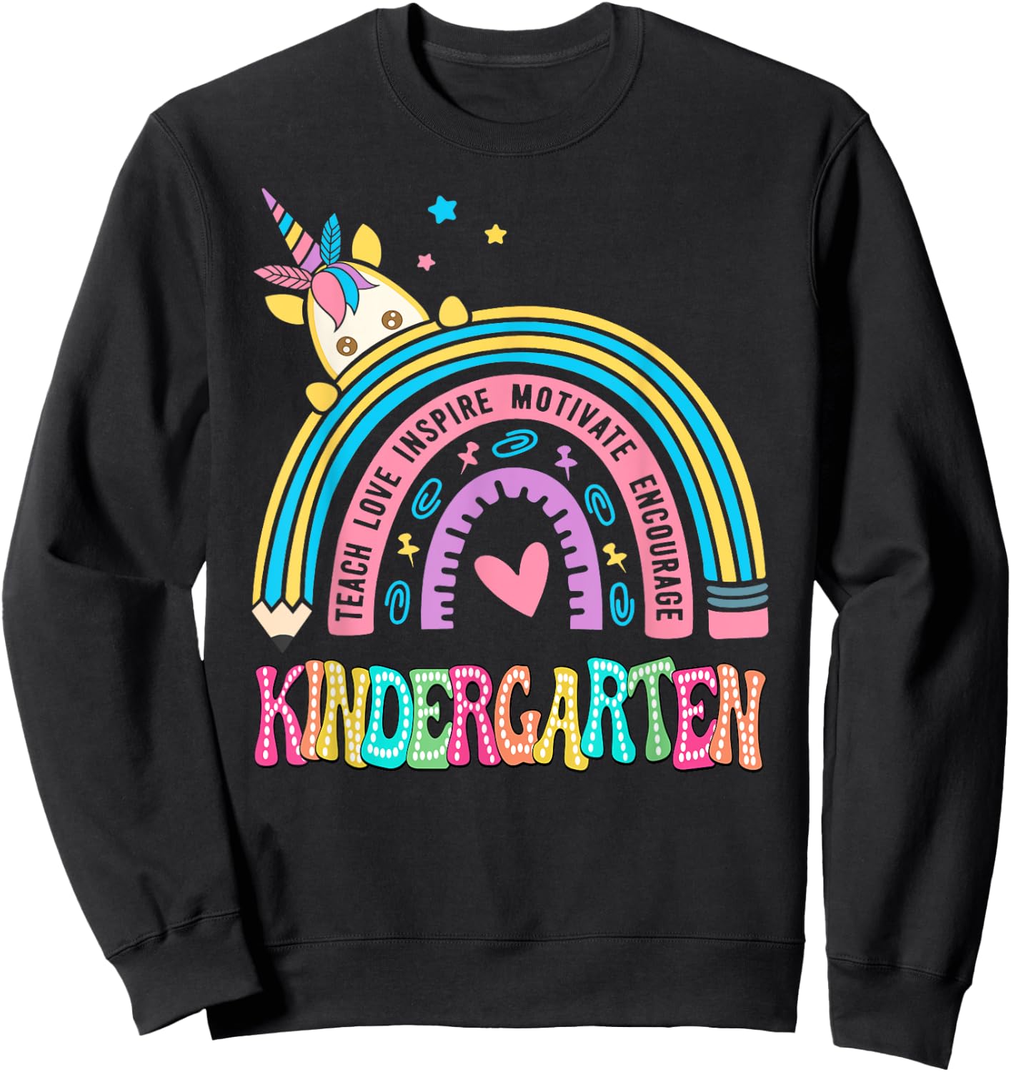 Kindergarten Unicorn Rainbow First Day Of School Sweatshirt - Sweatshirt | Black