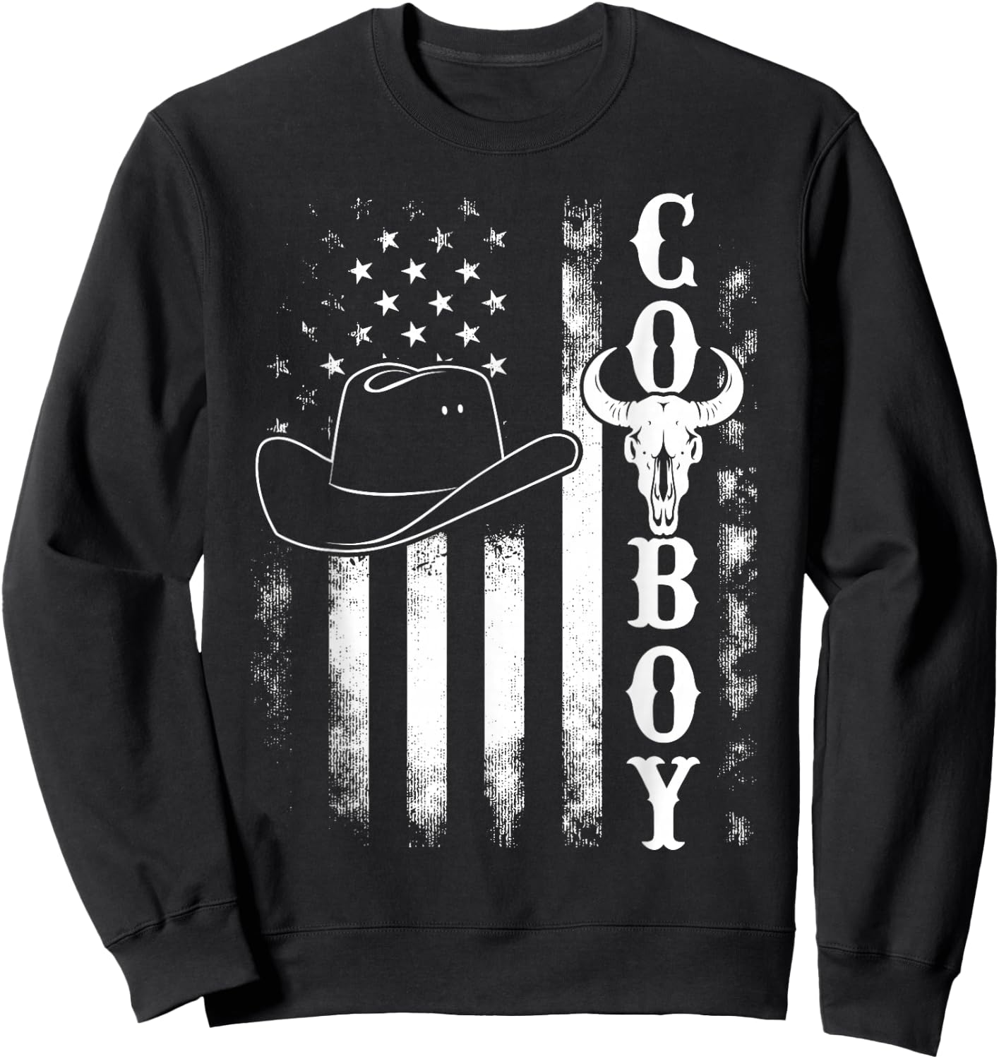 Western Country Men Teen Boy Kid Rodeo Southern Retro Cowboy Sweatshirt - Sweatshirt | Black
