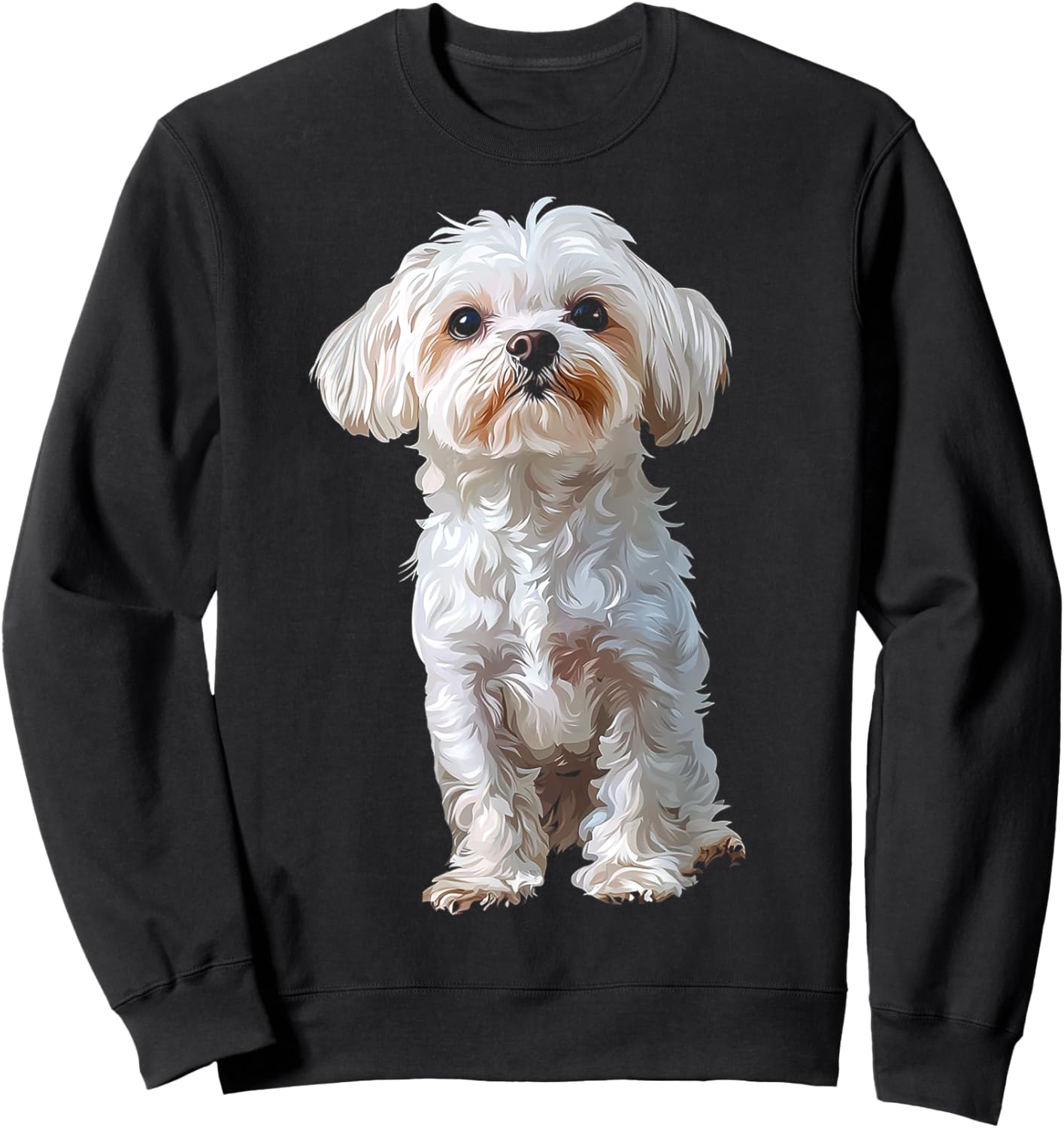 Maltese Dog Motif Pet Art Maltese Sweatshirt - Sweatshirt | Black
