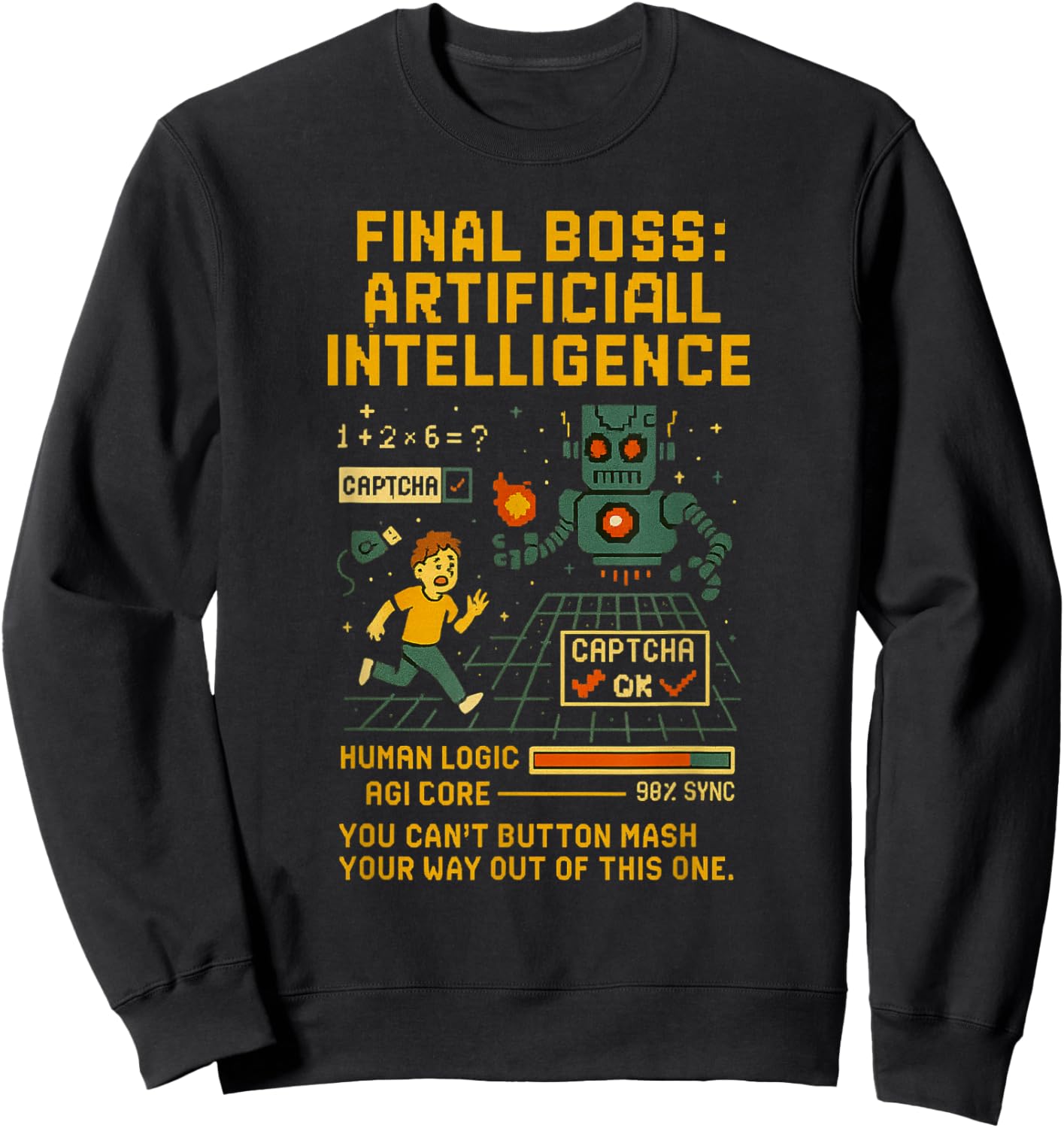 Final Boss: Artificial Intelligence – Captcha Robot Gamer AI Sweatshirt - Sweatshirt | Black