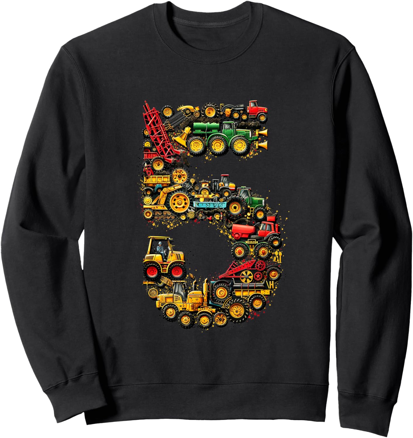 Kids 5th Birthday Farm Tractor Truck 5 Years Old Birthday Sweatshirt - Sweatshirt | Black