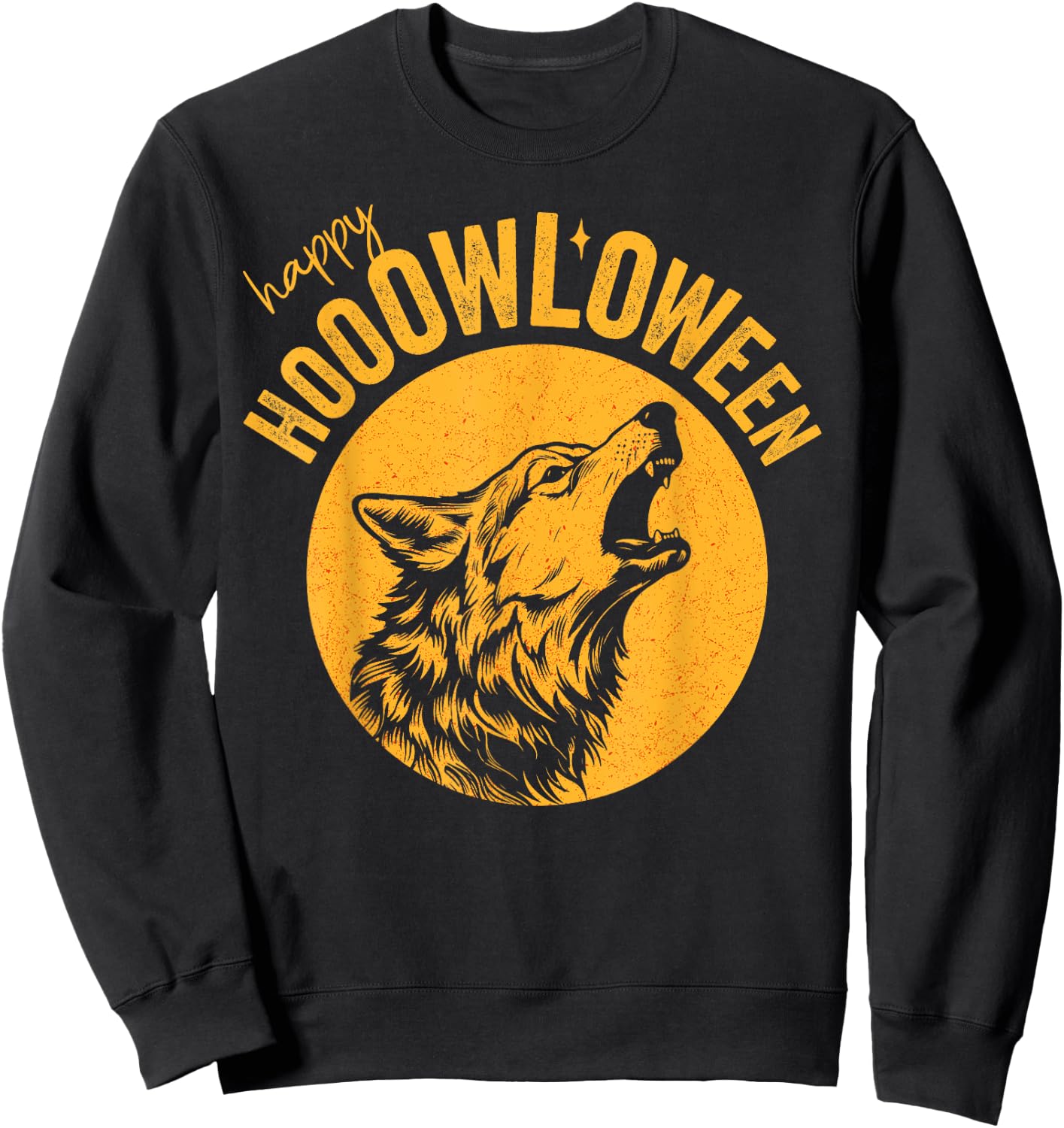 Funny halloween Howl-o-ween beautiful wolf howling at moon Sweatshirt - Sweatshirt | Black