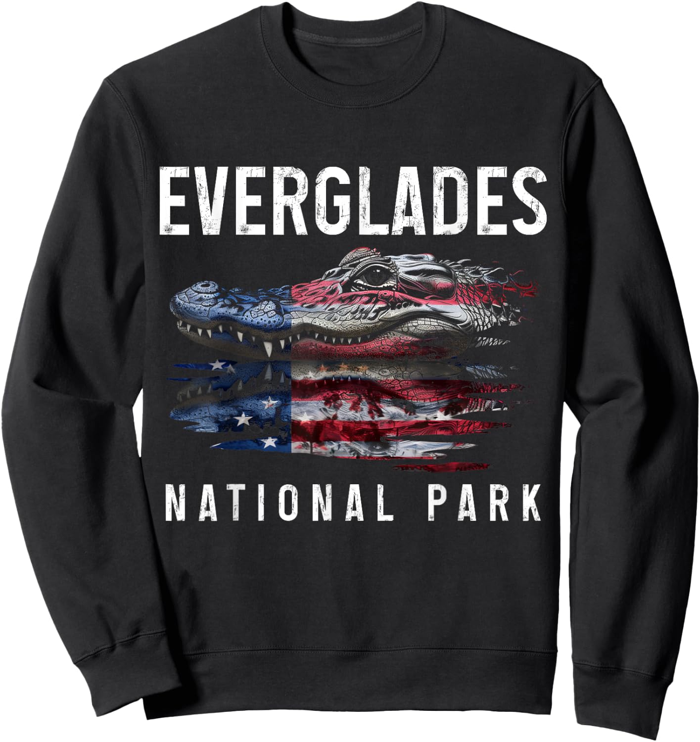 Everglades National Park Florida Alligator American Flag Sweatshirt - Sweatshirt | Black