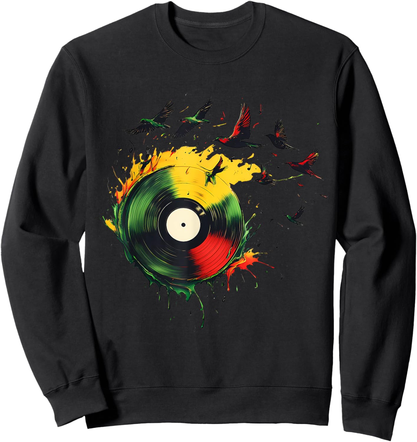 Rasta Vinyl Rastafarian Roots Jamaican Reggae Music Sweatshirt - Sweatshirt | Black