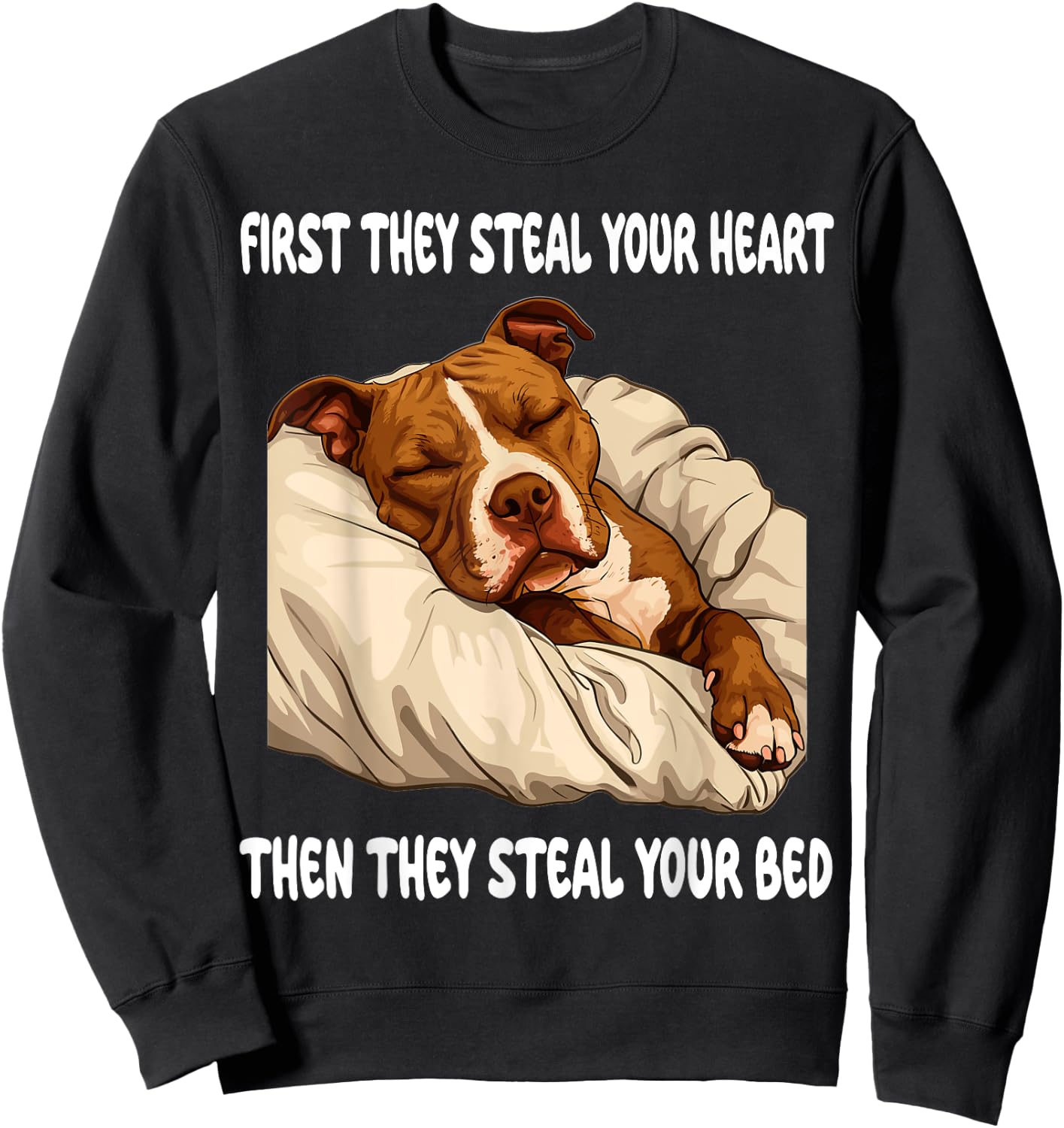 Pitbull Sleeping Pajamas Nightgown Sweatshirt - Sweatshirt | Black