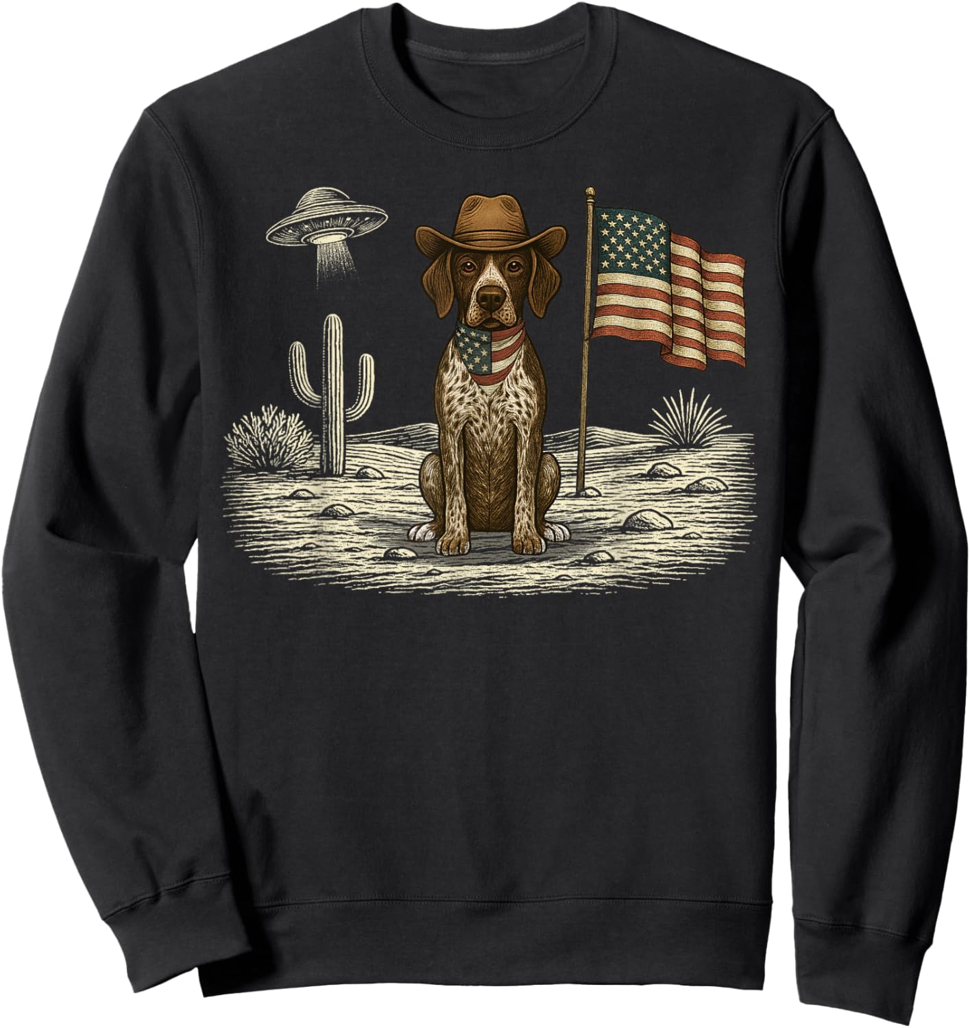 German Shorthaired Pointer 4th of July US American Flag Dog Sweatshirt - Sweatshirt | Black