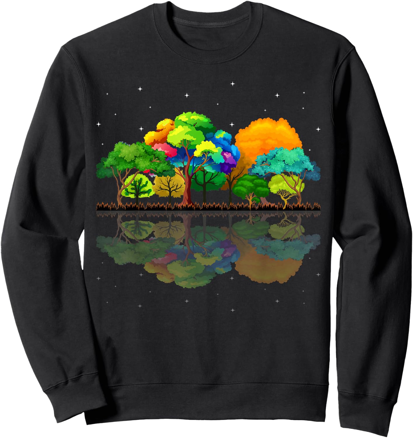 Nature Reflection Forest Trees Outdoor Wildlife Sweatshirt - Sweatshirt | Black
