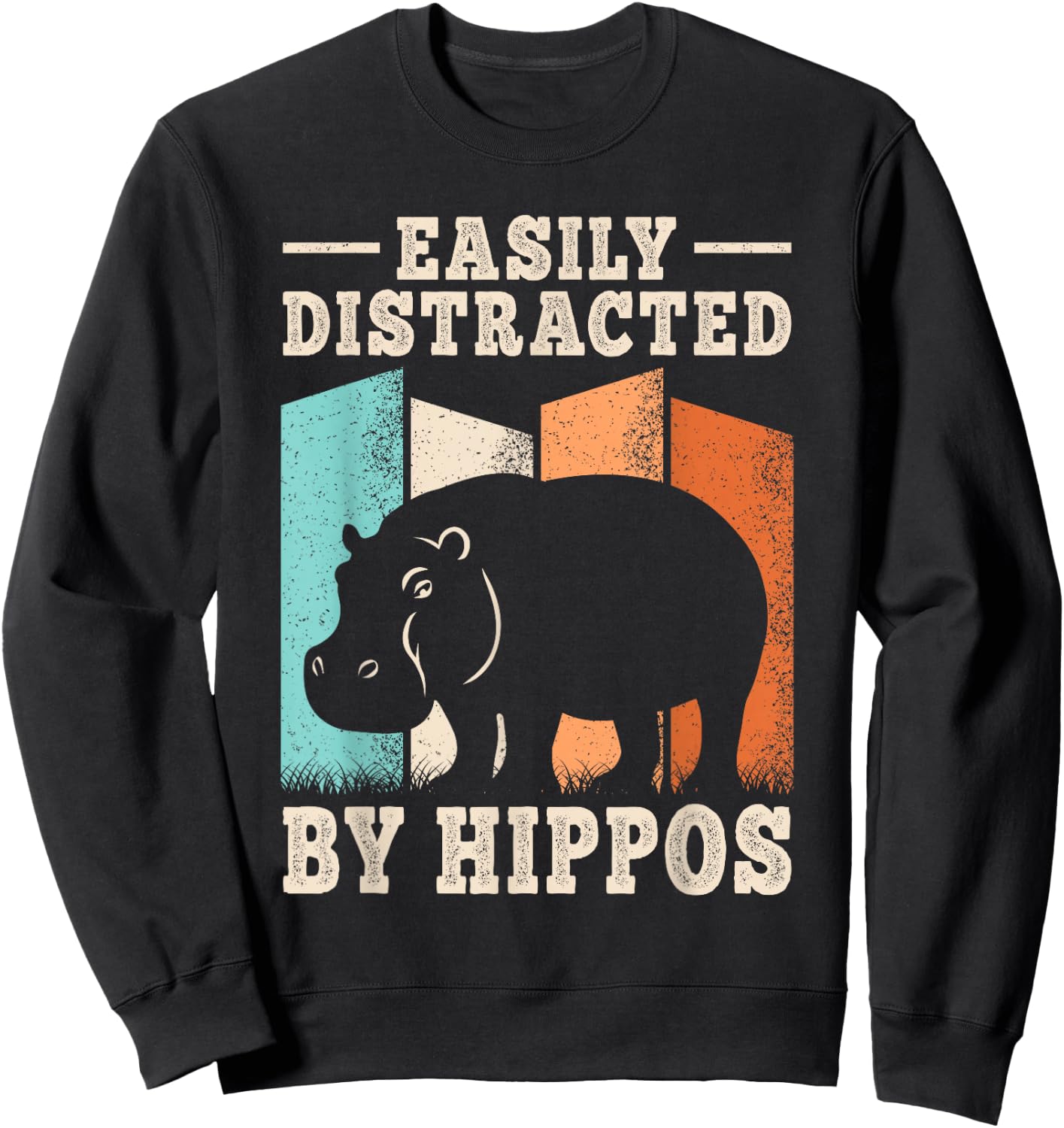 Easily Distracted by Hippos Hippopotamus Men Women Kids Sweatshirt - Sweatshirt | Black