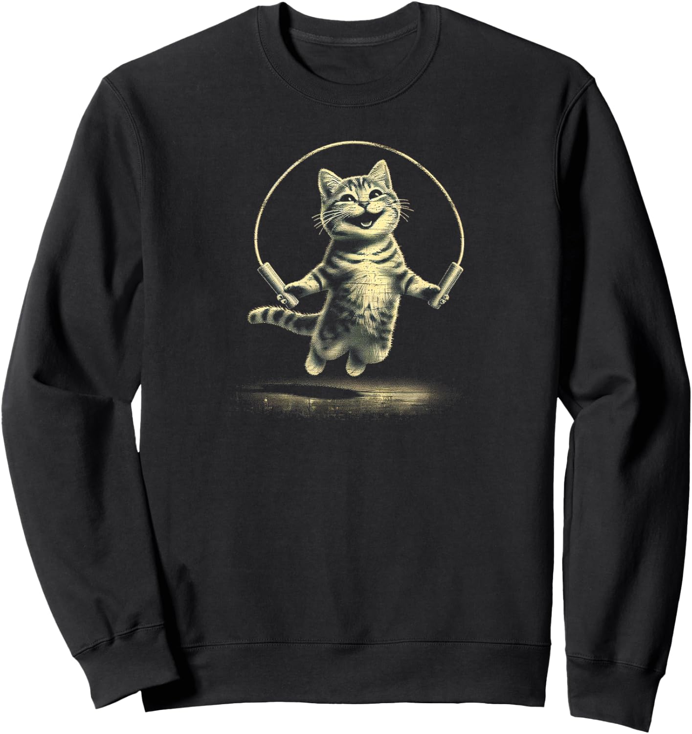 Whisker Workouts Kitty Jump Rope , Small, Black Sweatshirt - Sweatshirt | Black