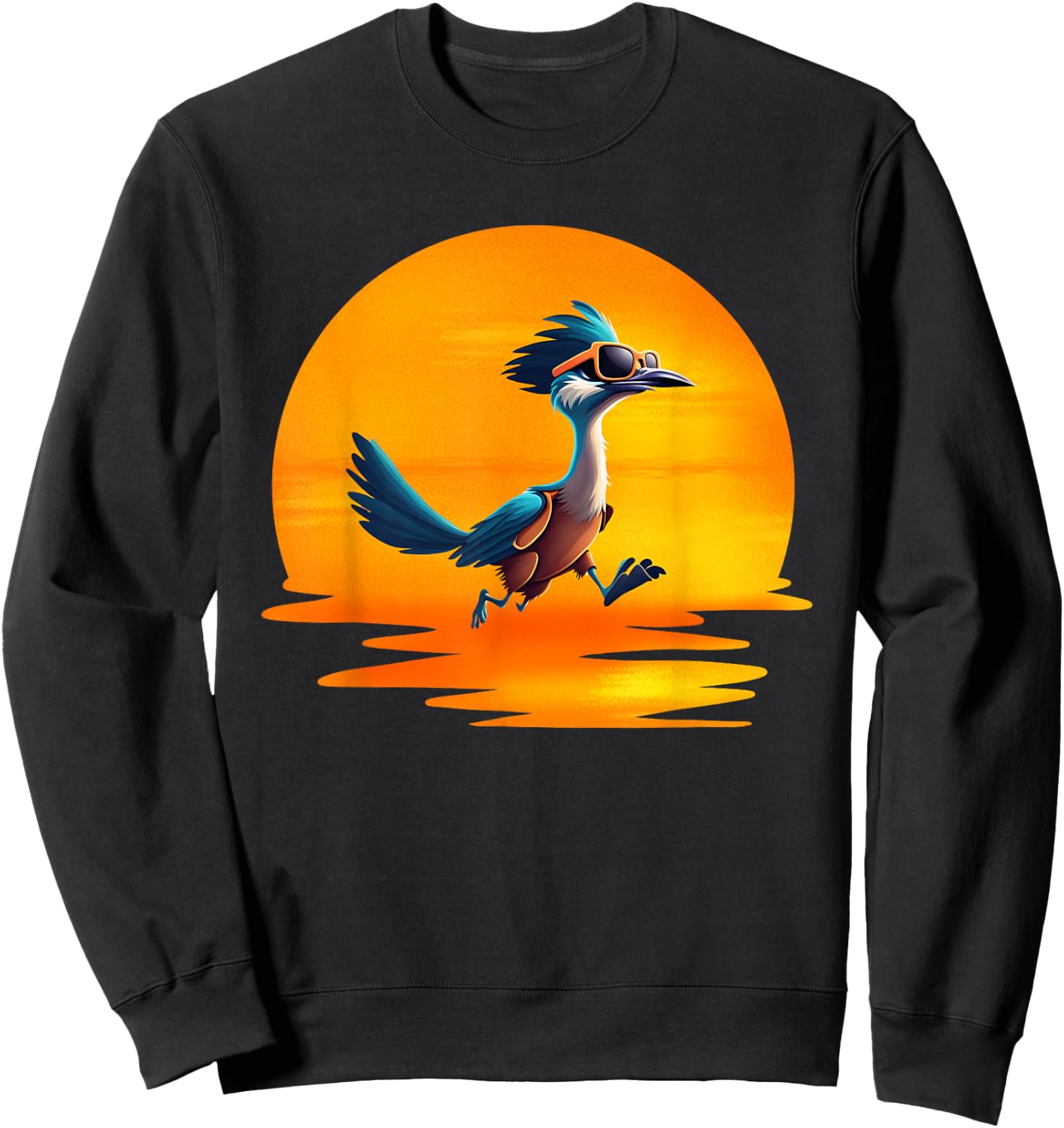 Roadrunner Sunset Fast Bird Running The Roads Sunglasses Sweatshirt - Sweatshirt | Black