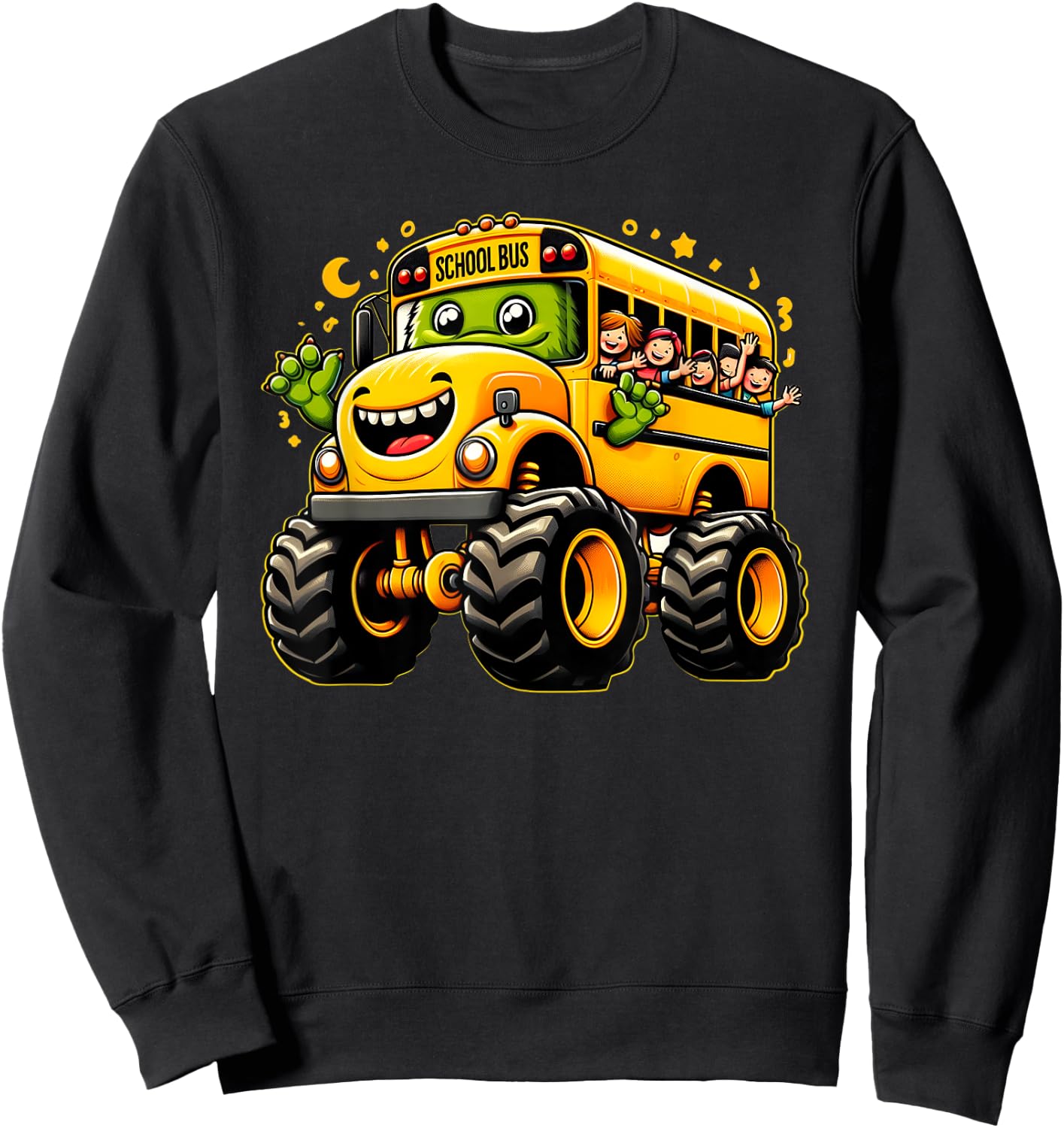 Yellow Monster Truck School Bus Cute School Bus Driver Sweatshirt - Sweatshirt | Black