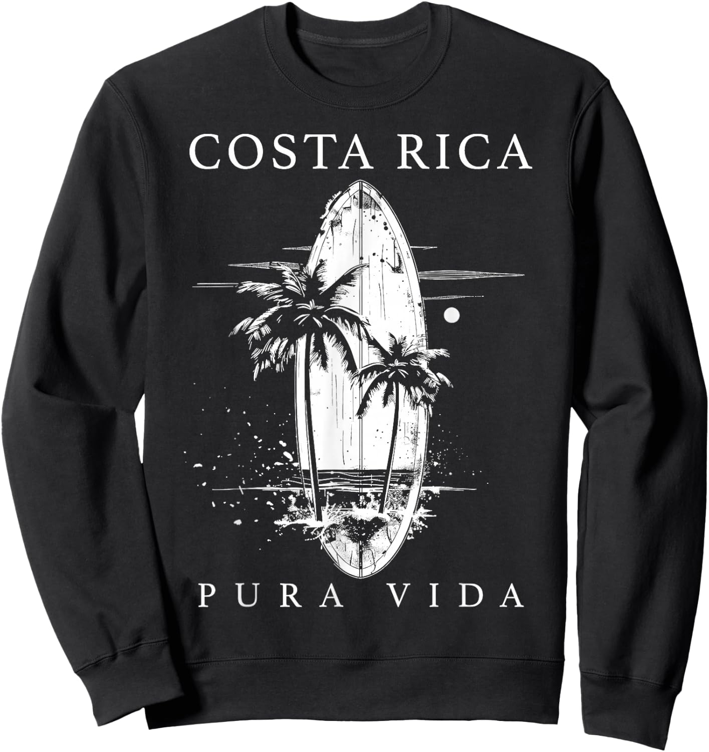 Costa Rica Surf Vintage Surfing Surfer Sweatshirt - Sweatshirt | Black