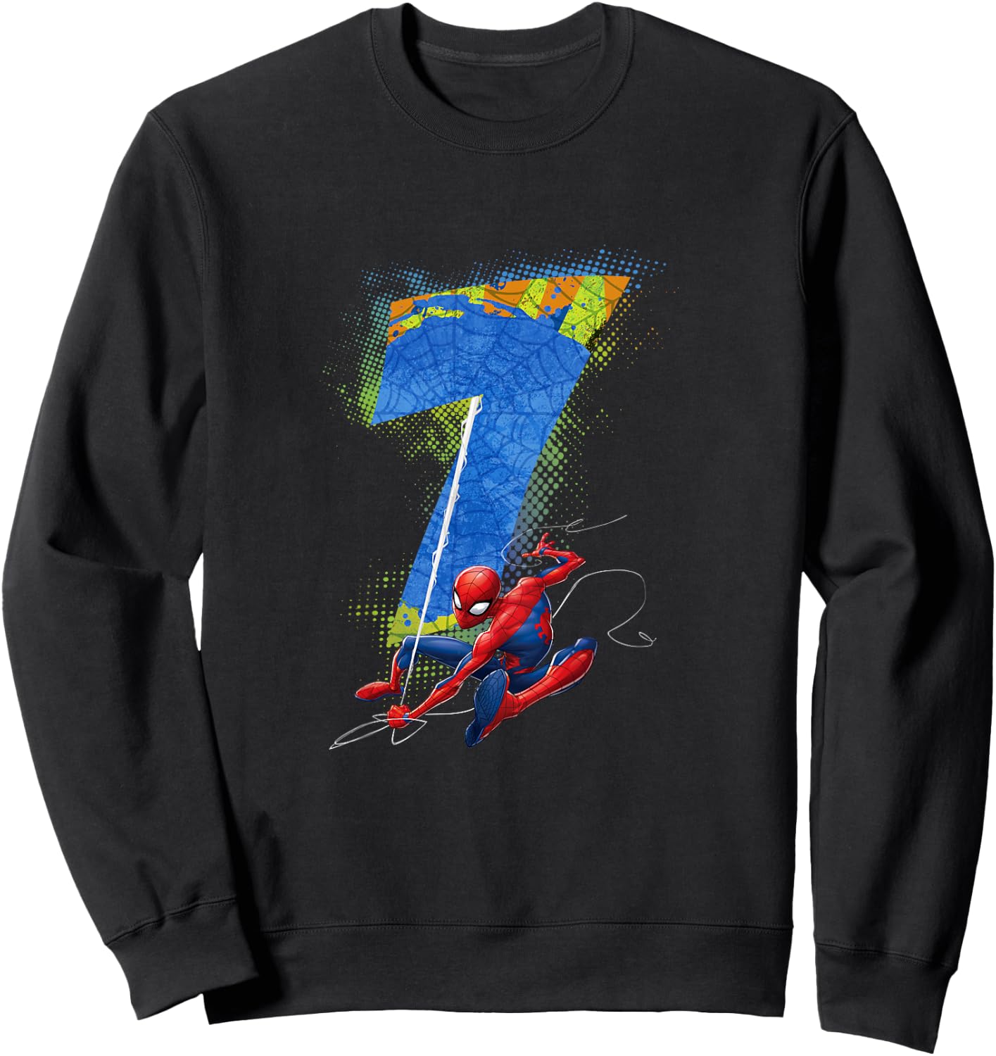 Marvel Super Heroes Spider-Man 7 Year Old Seventh Birthday Sweatshirt - Sweatshirt | Black