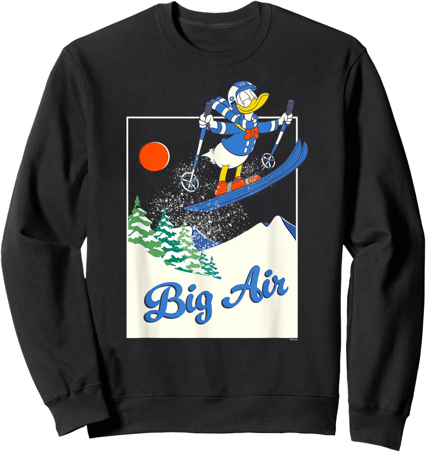 Disney Donald Duck Winter Sports Skiing Retro Ski Big Air Sweatshirt - Sweatshirt | Black