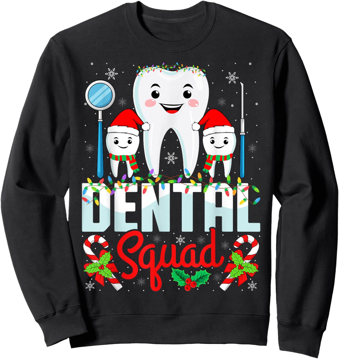 Dental Squad Santa Hat Xmas Dentist Hygienist Christmas Sweatshirt - Sweatshirt | Black