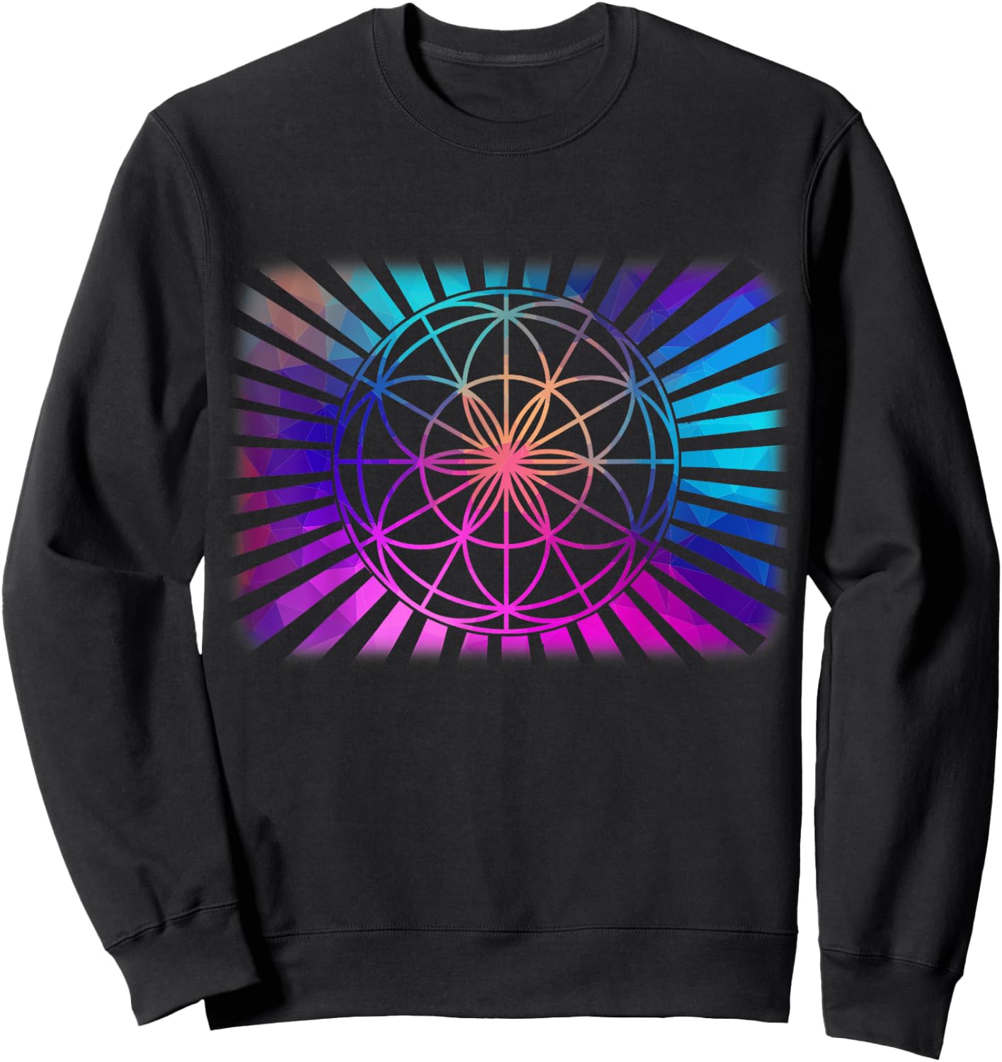 Sacred Geometry Geometric Flower Of Life Sweatshirt - Sweatshirt | Black