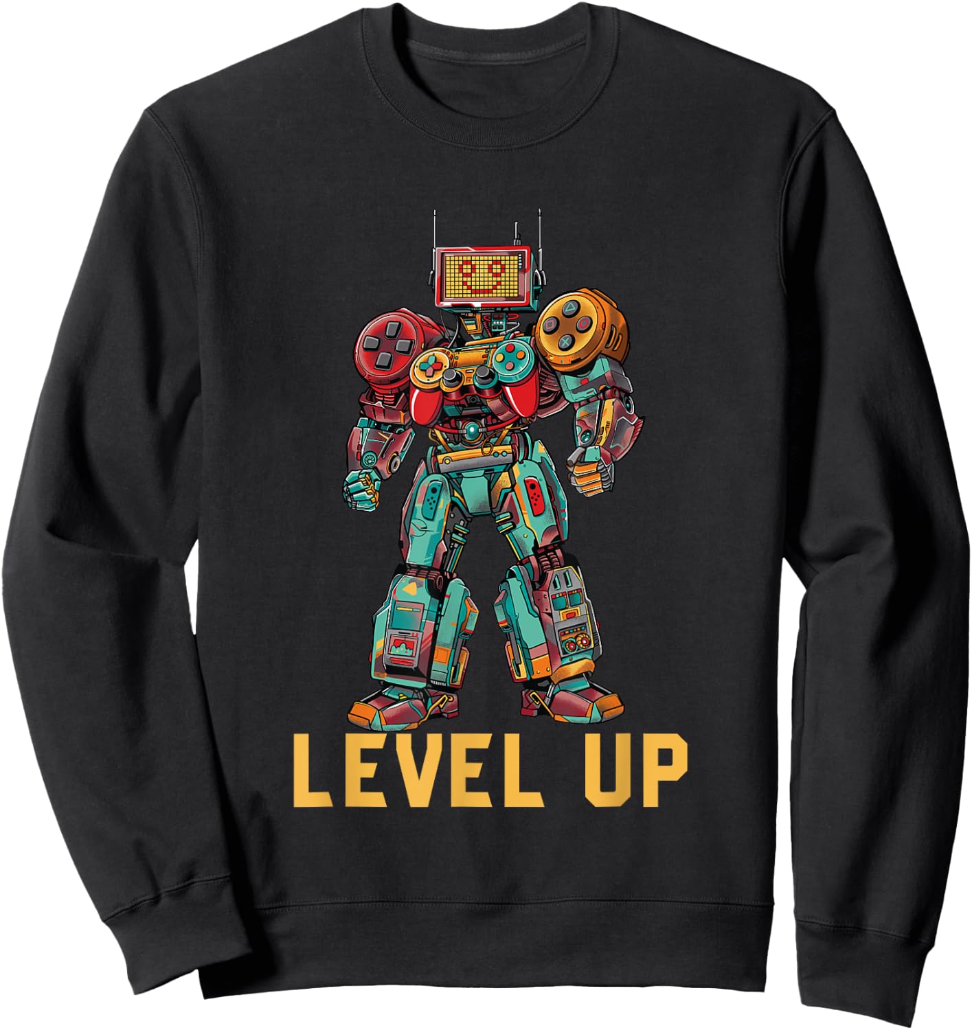 Level up Gamer Robot game controller graphic Sweatshirt - Sweatshirt | Black