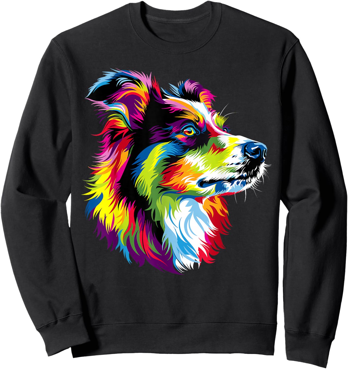 Australian Shepherd Dog Colorful Pop Art Rainbow Cute Aussie Sweatshirt - Sweatshirt | Black