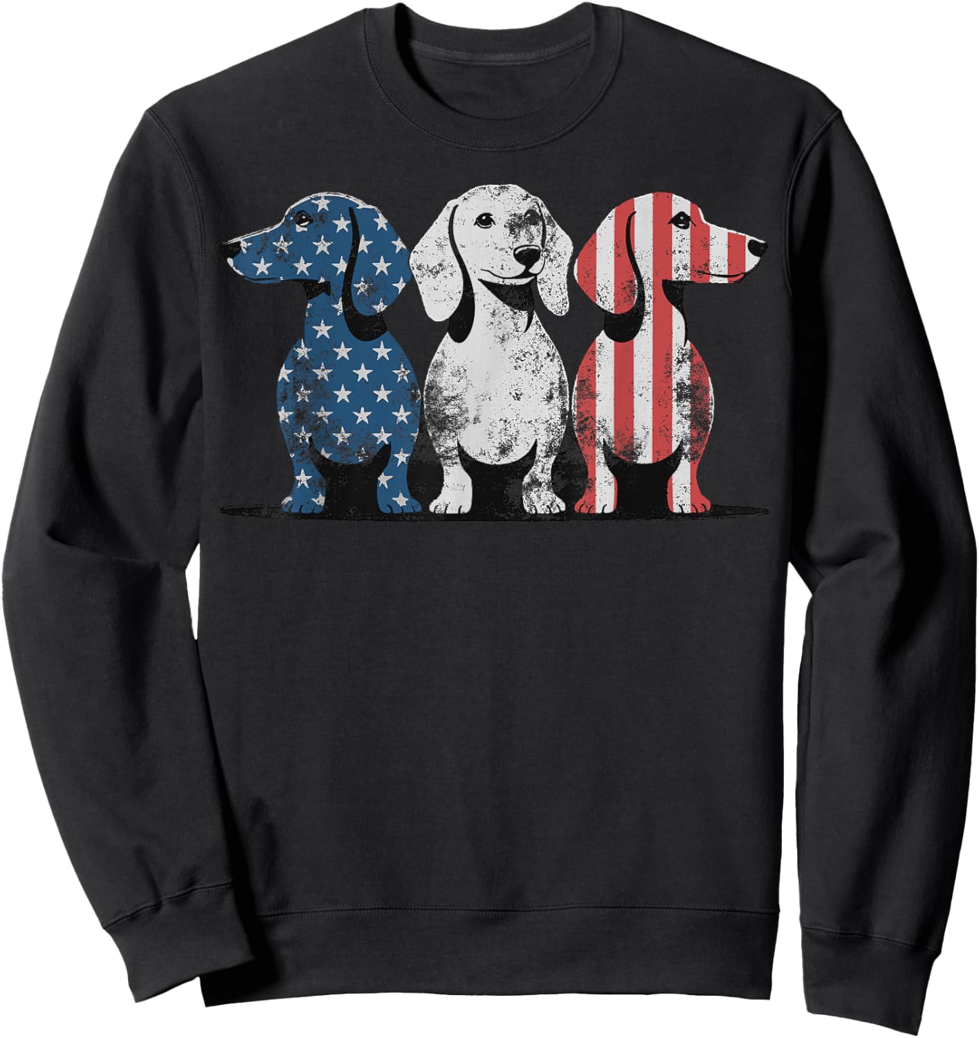 Patriotic Dachshund Dog USA Flag Sunglasses 4th of July Sweatshirt - Sweatshirt | Black