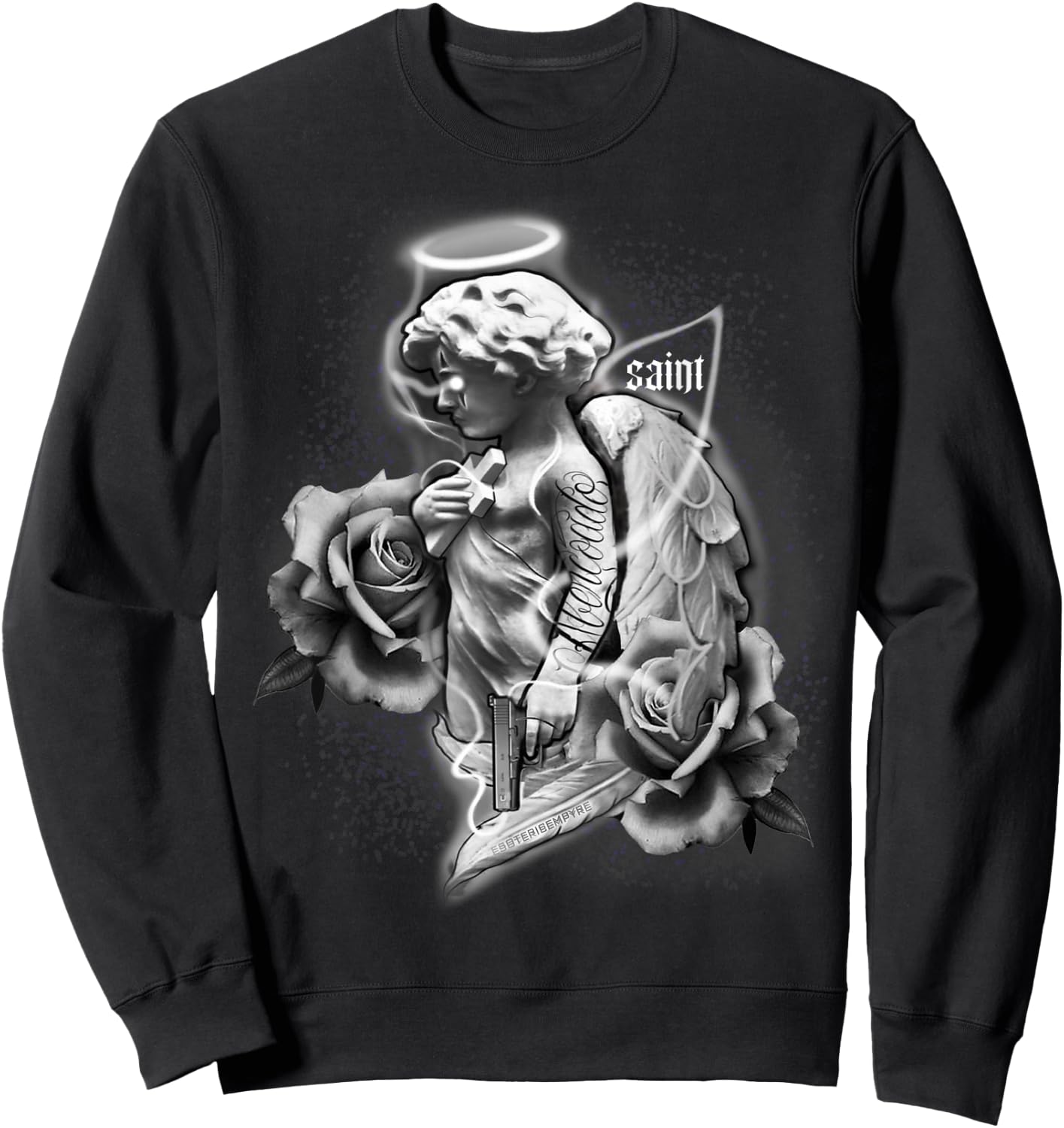 Angel x Saint x Roses Tattoo Sweatshirt - Sweatshirt | Black