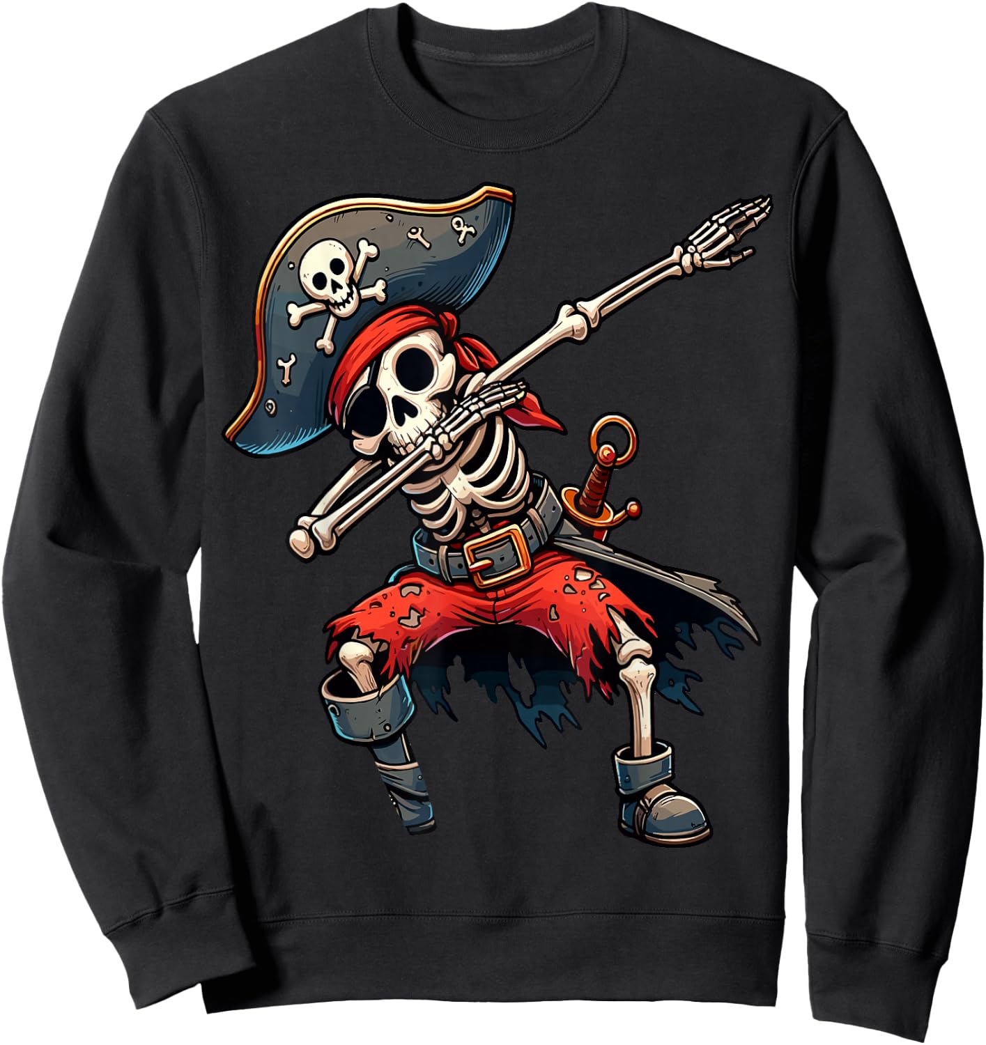 Dabbing Skeleton Pirate Kids Sweatshirt - Sweatshirt | Black