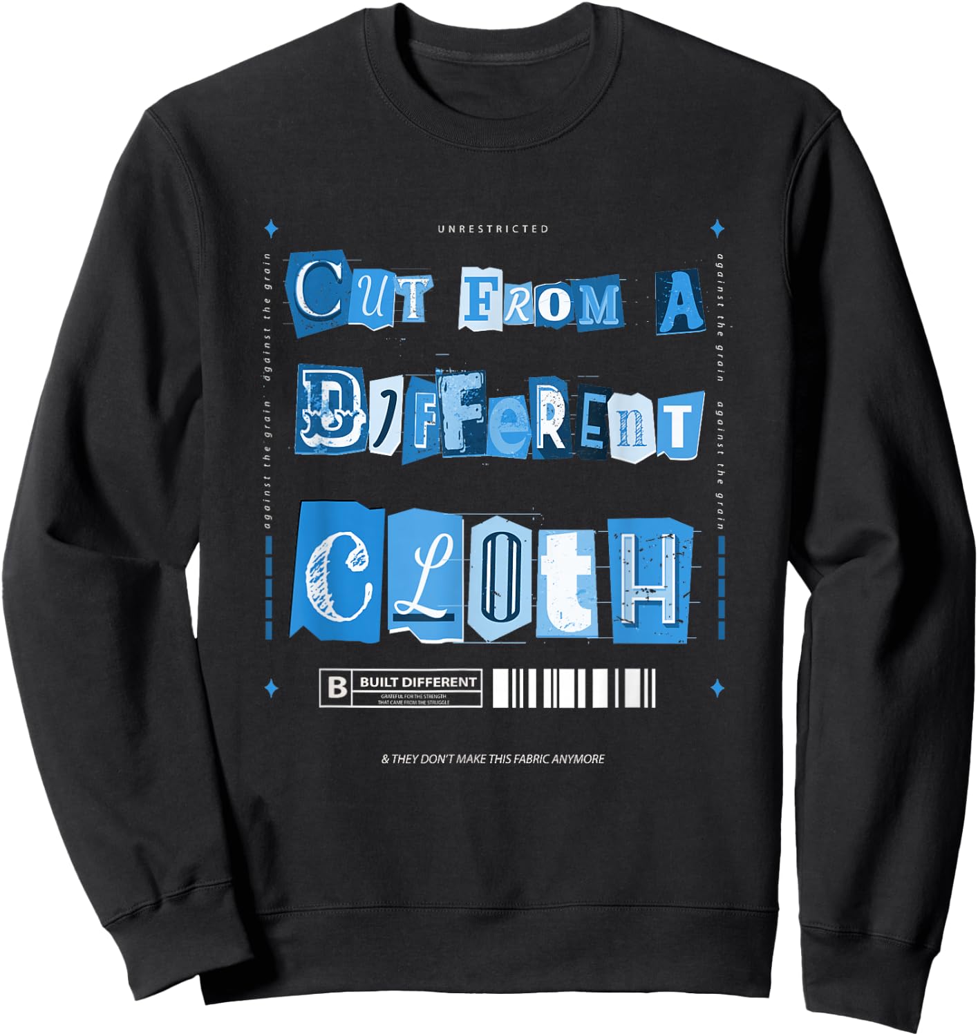Blue Cut From A Different Cloth Blue Color Graphic Sweatshirt - Sweatshirt | Black