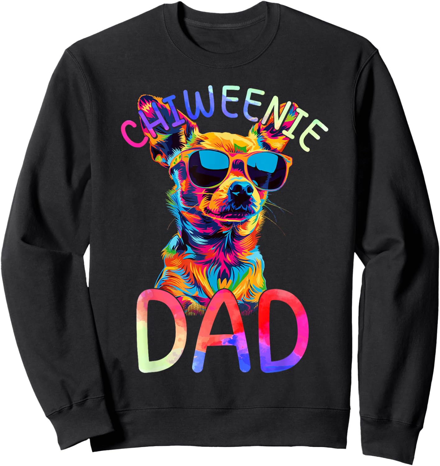 Chiweenie Dad Colorful Pop Art Chiweenie Dog Lovers Women Kids Sweatshirt - Sweatshirt | Black