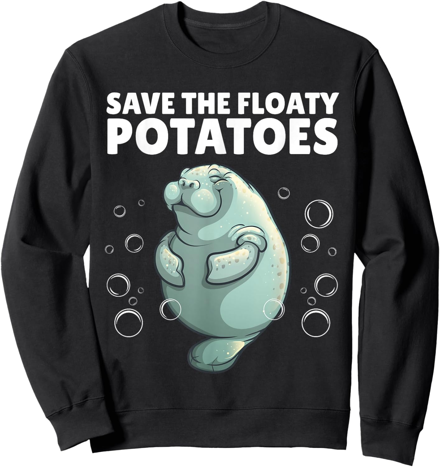 Cool Manatee Design Women Kids Sea Cow Manatee Lover Sweatshirt - Sweatshirt | Black