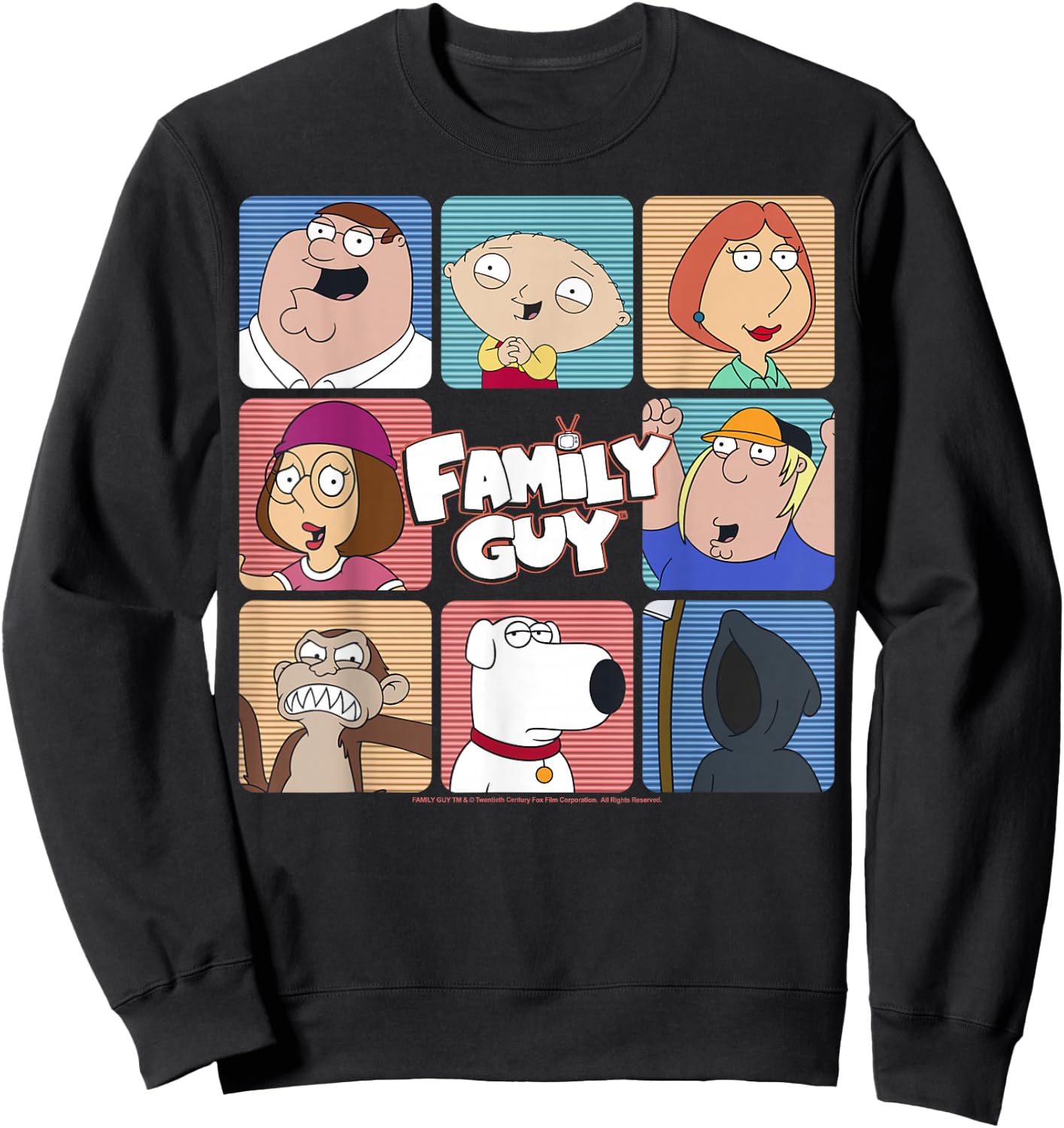 Family Guy Iconic Griffin Family Group Shot Big Chest Panels Sweatshirt - Sweatshirt | Black