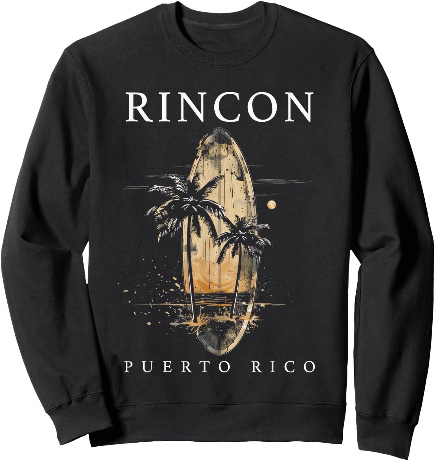 Rincon Puerto Rico Boricua Surf Vintage Surfing Surfer Sweatshirt - Sweatshirt | Black