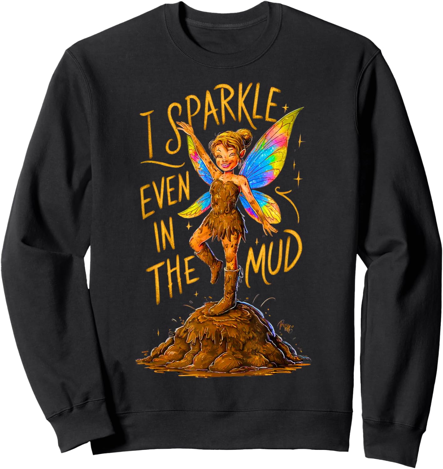 Mud Run Princess I Sparkle Even in Mud Team Fairy Girls ATV Sweatshirt - Sweatshirt | Black