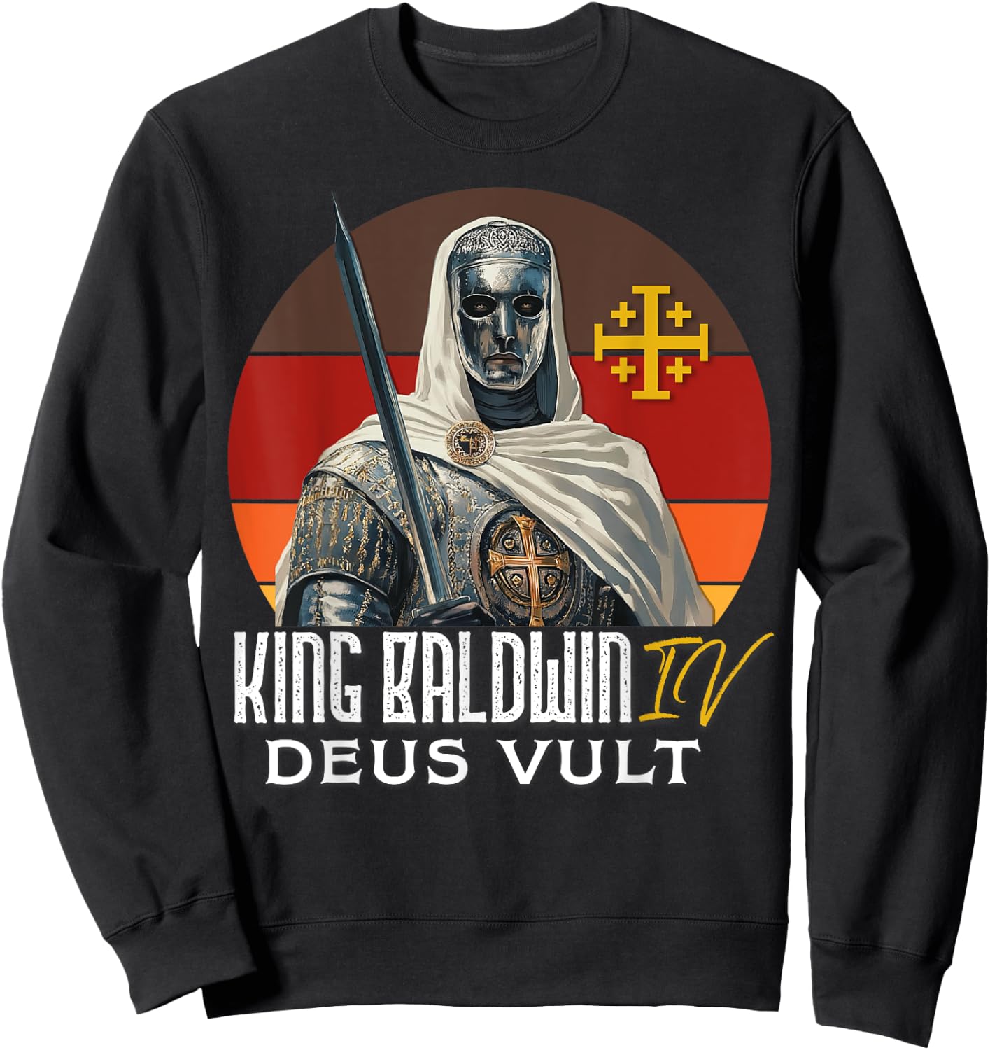 King Baldwin IV Jerusalem Cross Catholic Sweatshirt - Sweatshirt | Black