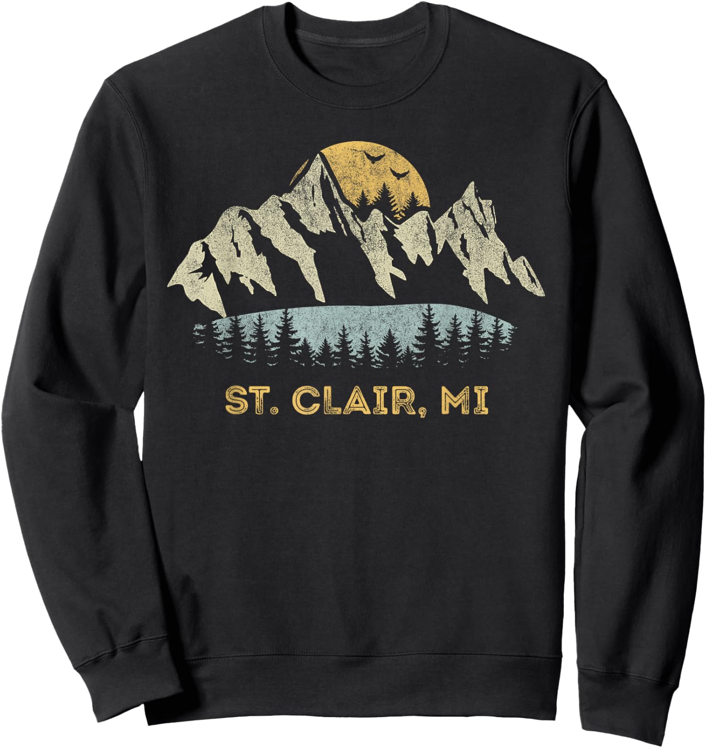 St. Clair Michigan Mountain Sunset Sunrise MI Sweatshirt - Sweatshirt | Black