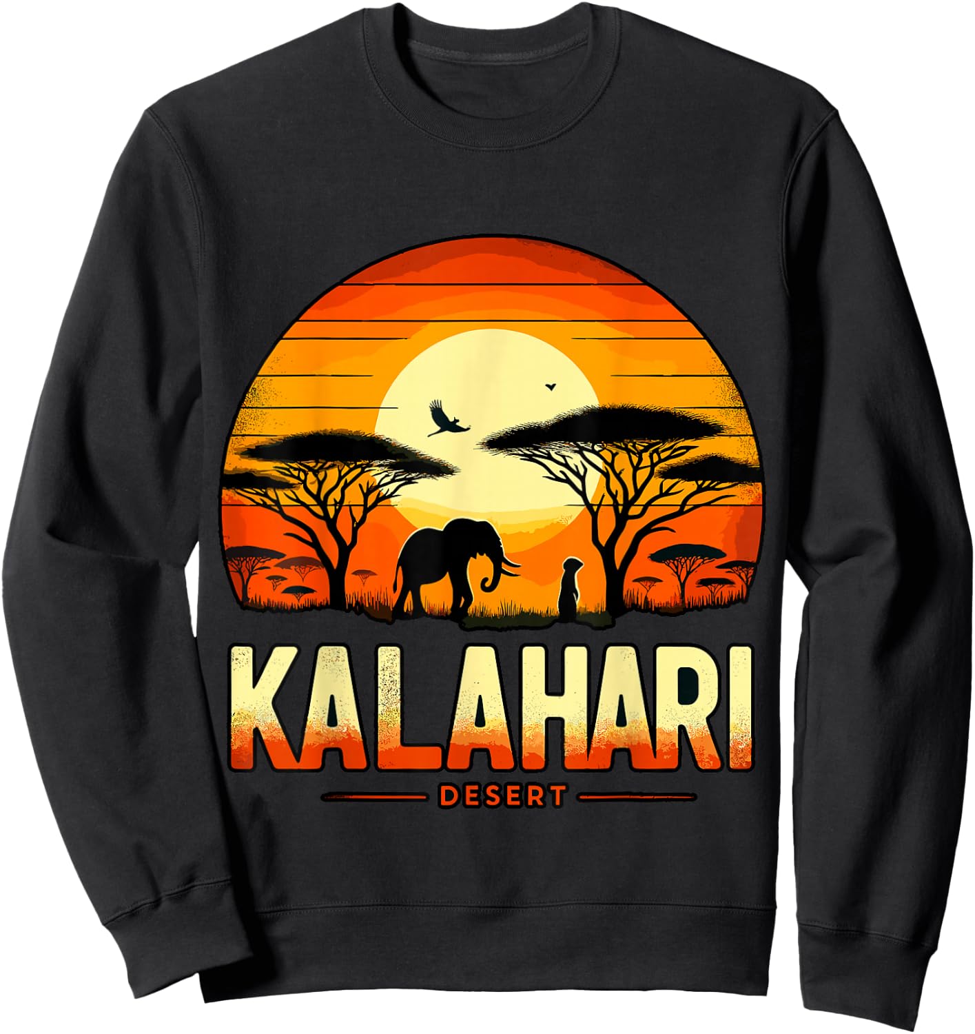 Kalahari Desert Africa Safari Elephant Sunset Sweatshirt - Sweatshirt | Black
